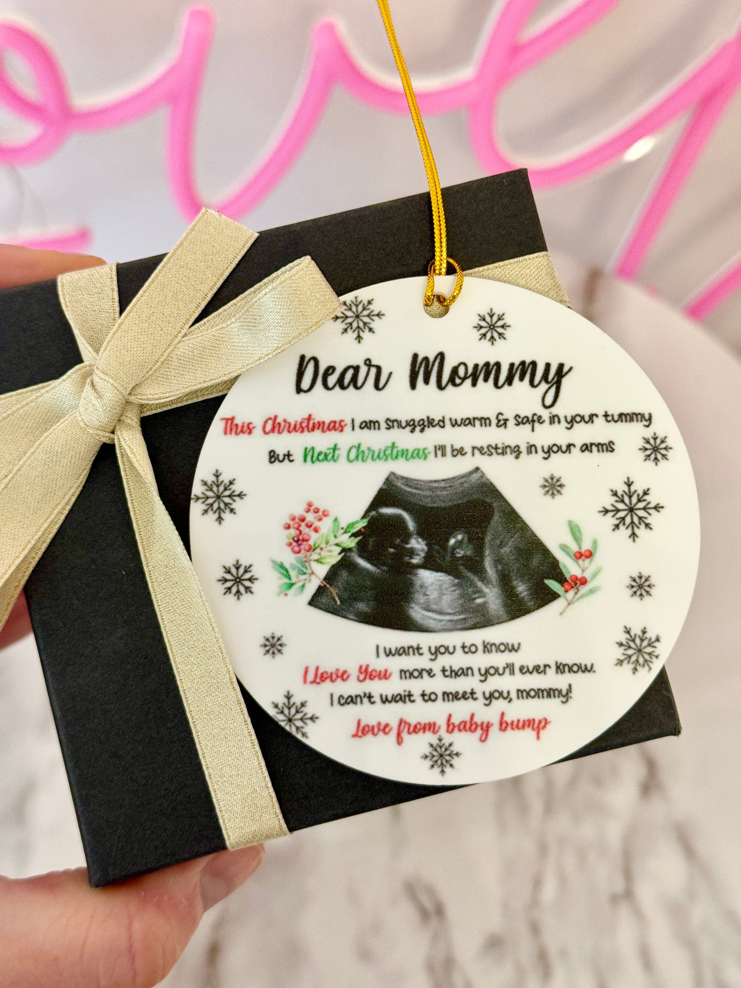 Pregnancy Christmas Ornament, Gift for New Mom! Gift box & ribbon included!