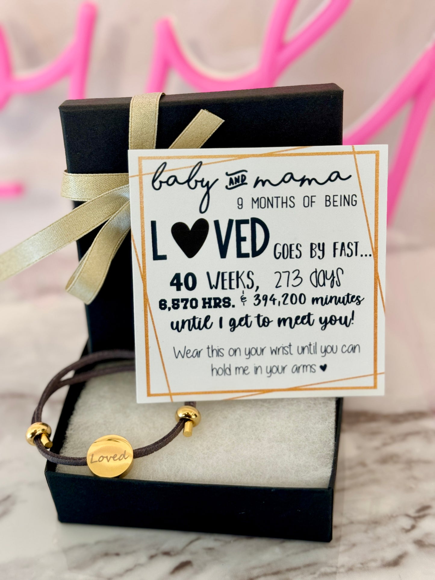 New Mom, Engraved Love bracelet! Adjustable! Box & ribbon included!