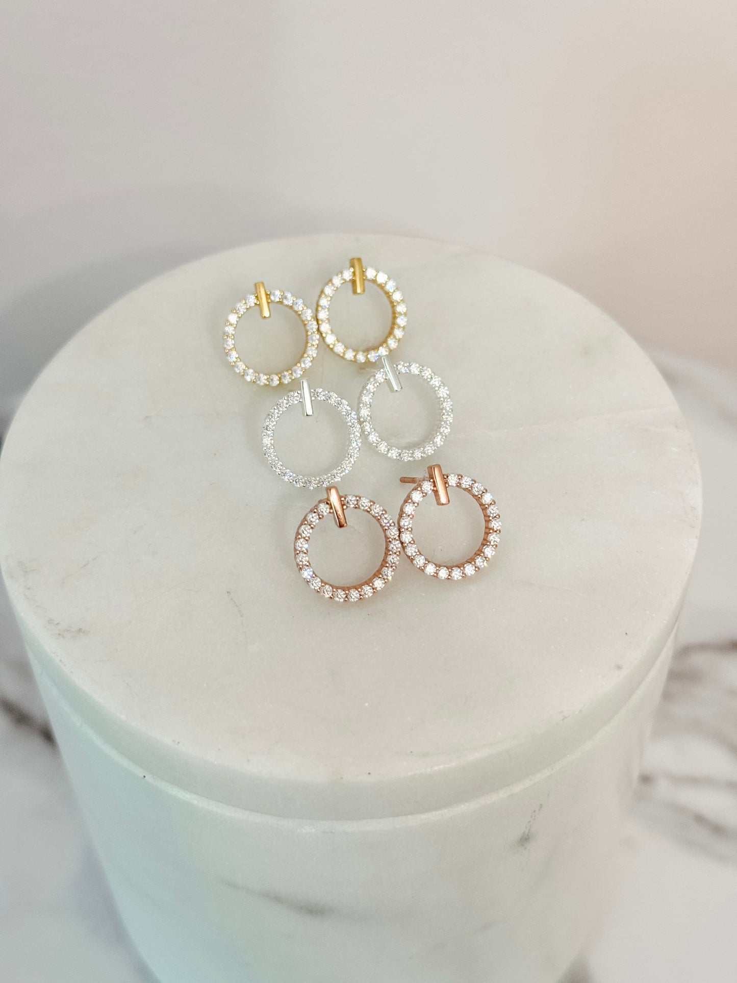 CZ Gift Set Circle Earrings & Dainty Necklace