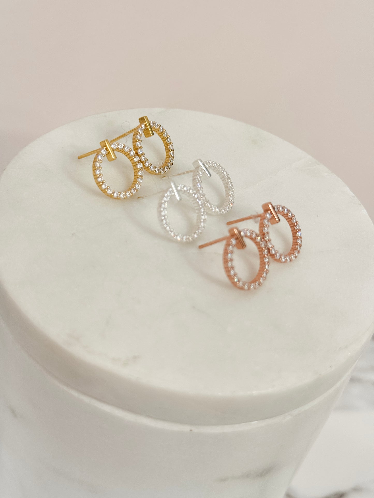 CZ Gift Set Circle Earrings & Dainty Necklace