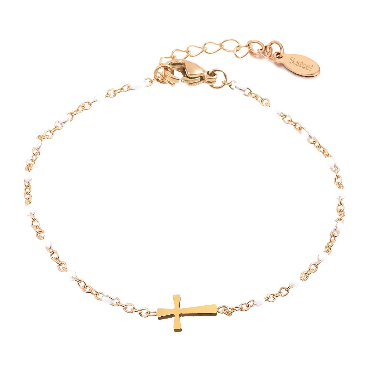 Baptism or Communion Bracelet Dainty Gold Cross bracelet, High Quality NON Tarnish, Card, Box & Ribbon Included. Encouragement gift, Cross