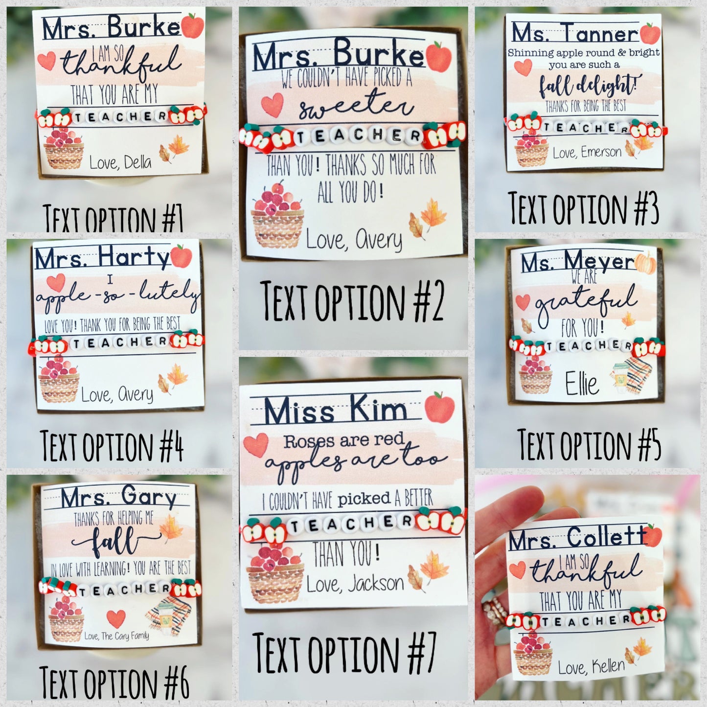 Apple Teacher Bracelet Gift! Fall Card