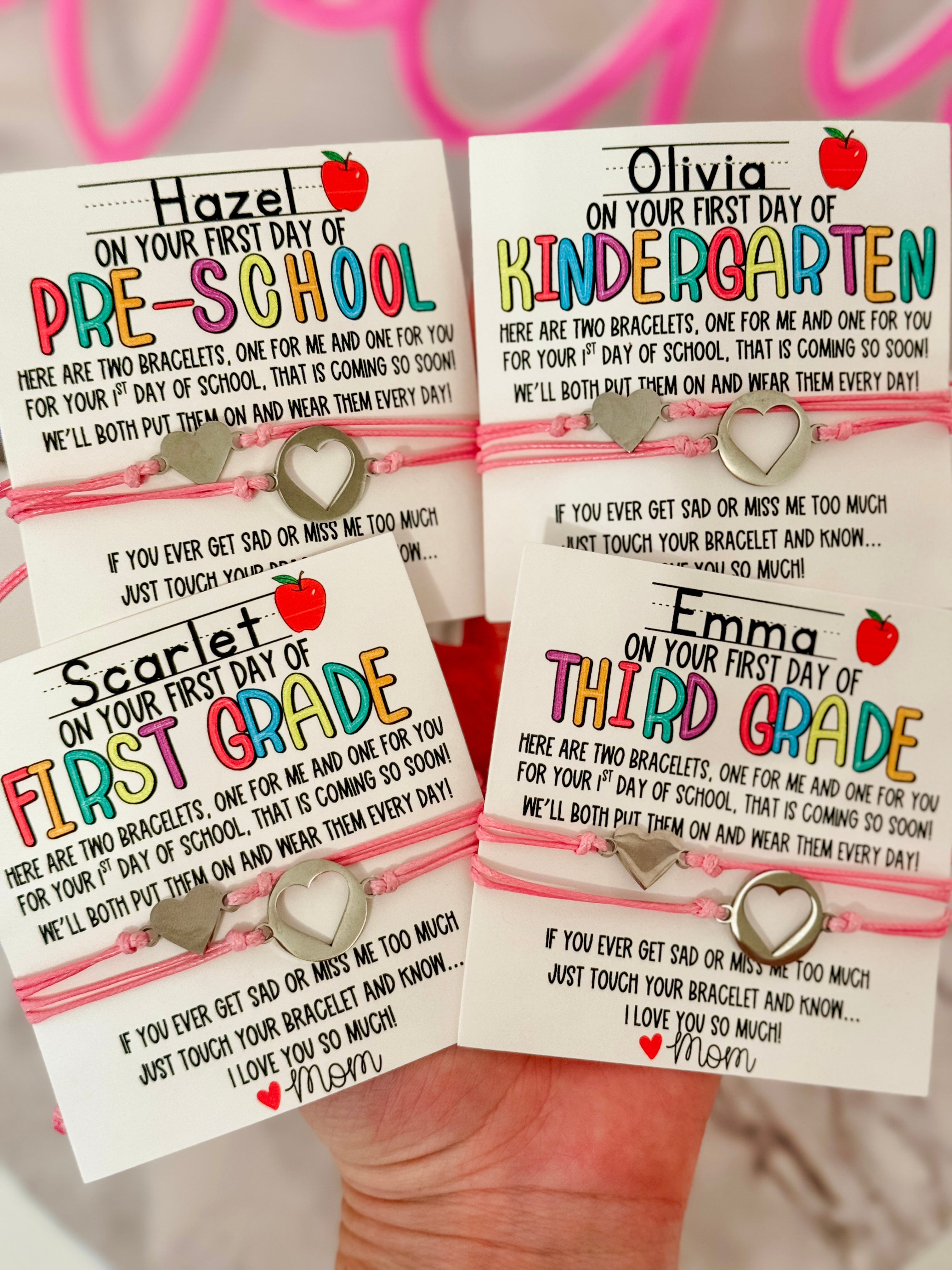 Mother Daughter Bracelets Tiffany First Day Of School Bracelet Set