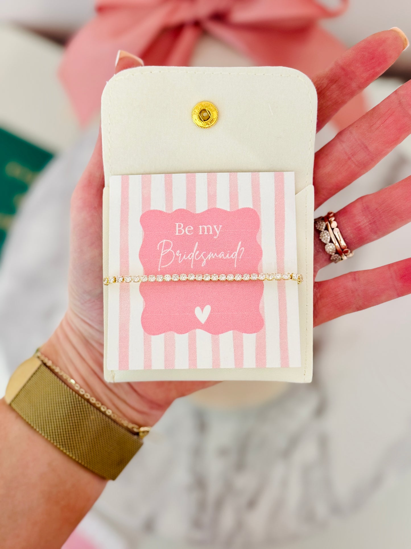 Bridal Party Dainty CZ Non-Tarnish Necklace, Earrings OR Bracelet! Gold, silver or Rose Gold! Box+Ribbon Included!