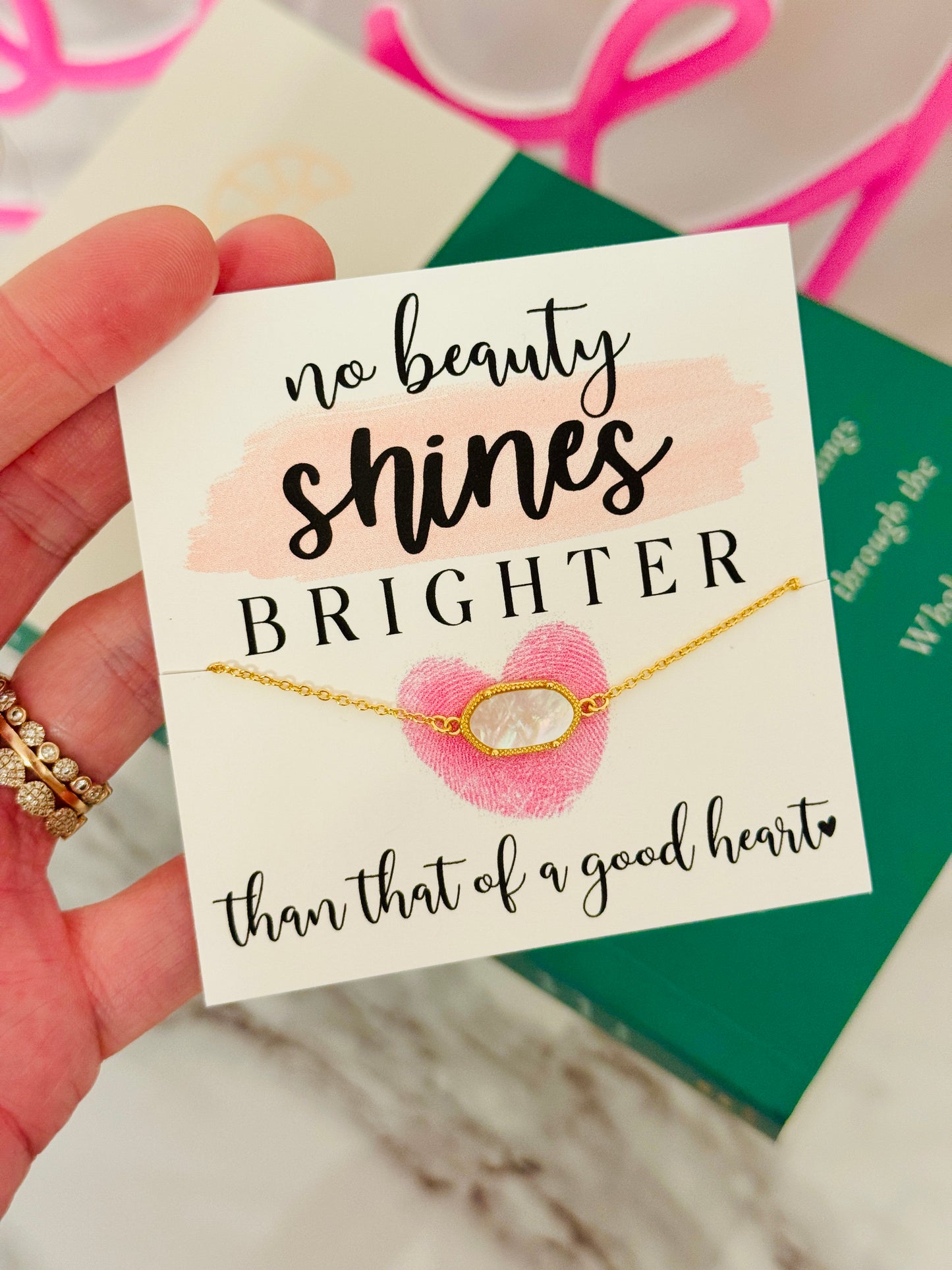 No beauty shines brighter than that of a good heart bracelet! Non-Tarnish, Hypoallergenic! Best friend encouragement gift!