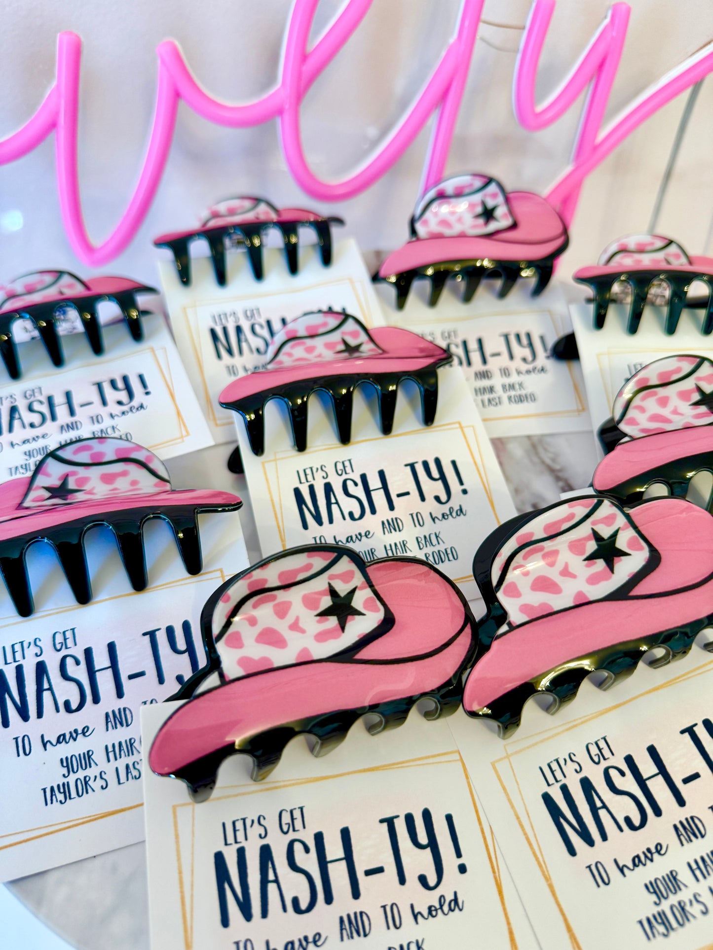 Bachelorette party gift, Nashville bridesmaid gift, Cowgirl, Cowboy bridal party gift, bridesmaid box claw clip, Bridal party favor, Nash-ty