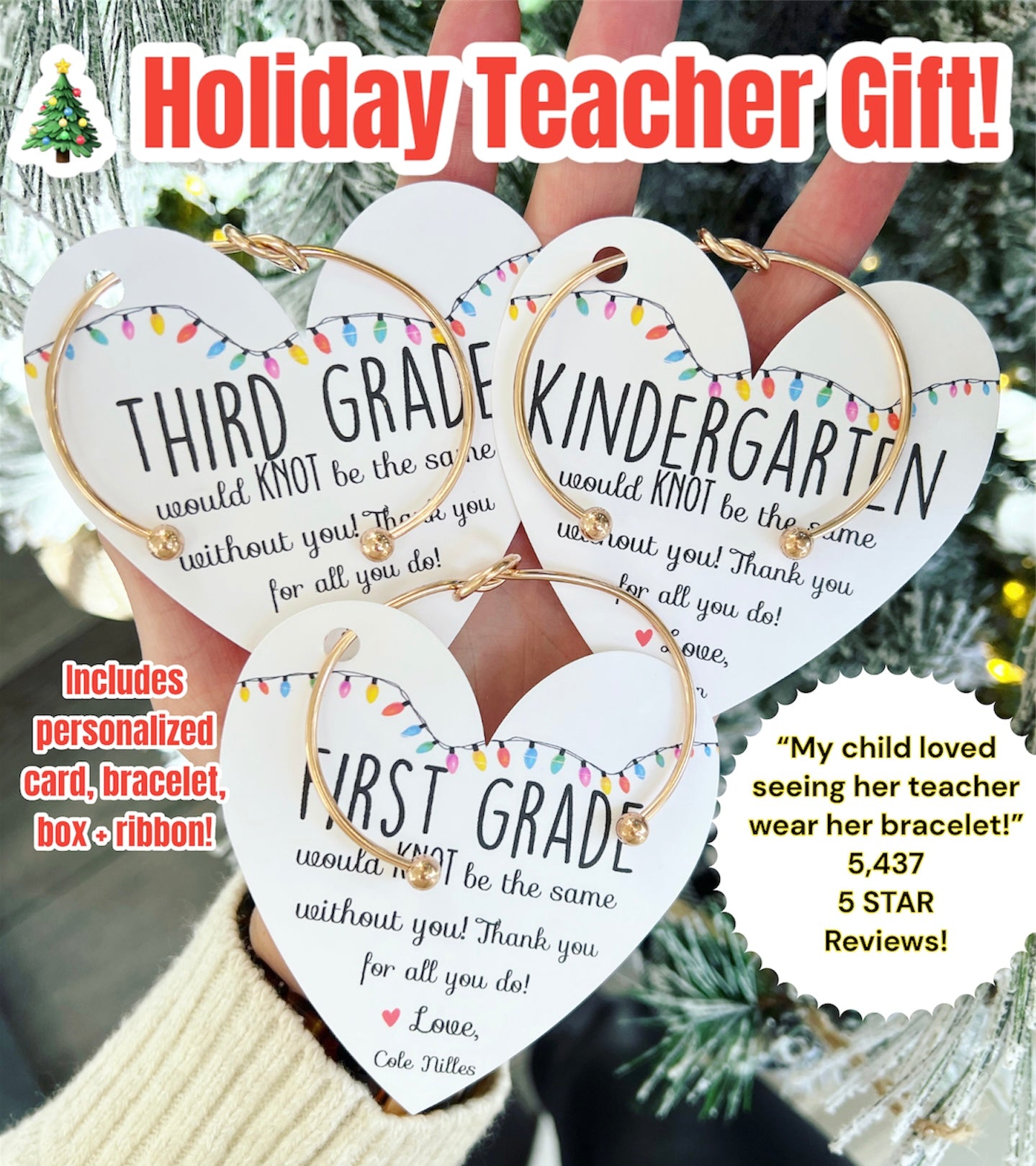 Holiday Christmas Teacher Gift! TOP SELLER back in stock! 🎄Non-Tarnish Knot Bangle!