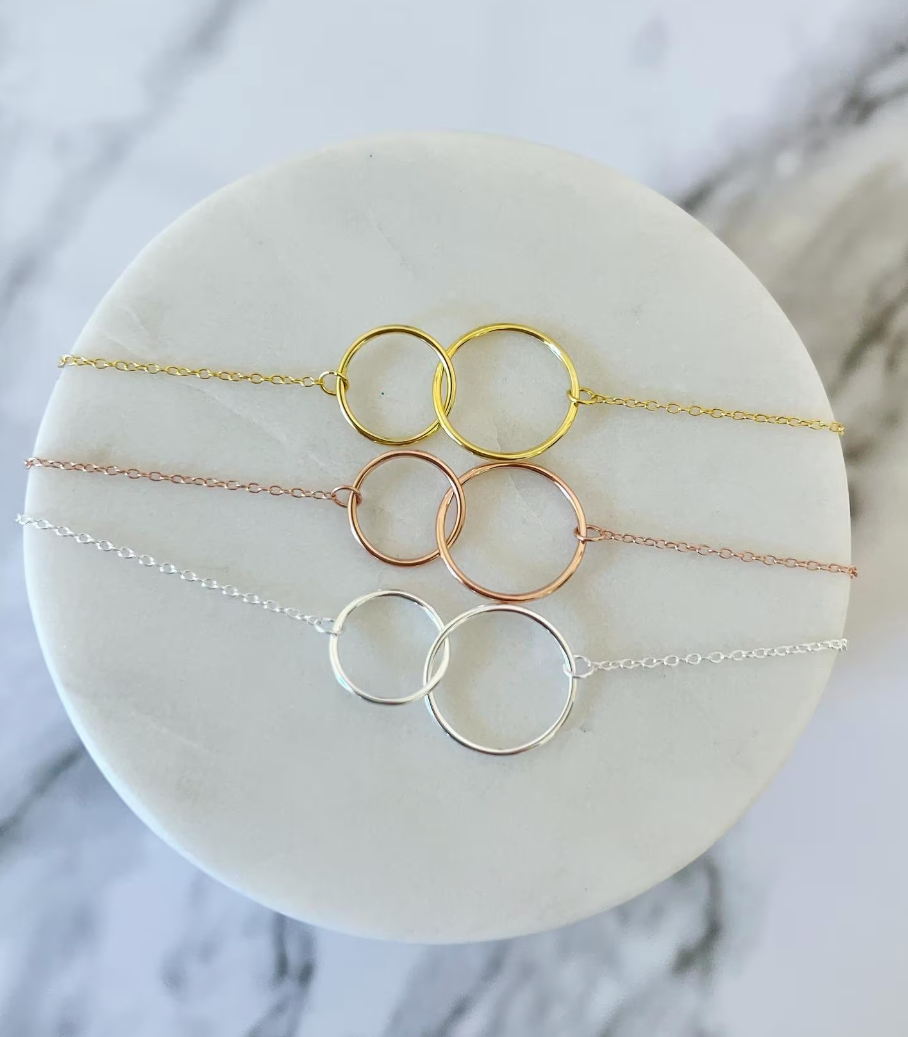 I love you a bushel & a peck! Mother's Day Gift, Non-Tarnish Double Hoop Infinity Necklace, Mom Thank you Gift, Mother Daughter Necklace