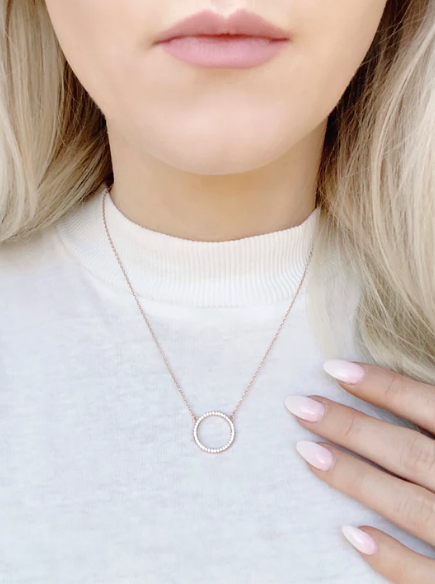 I can't say "I do" without you Thank you gift! Cubic Zircon Circle Pendant Necklace,High Quality,NON-tarnish, personalized card, box+ribbon