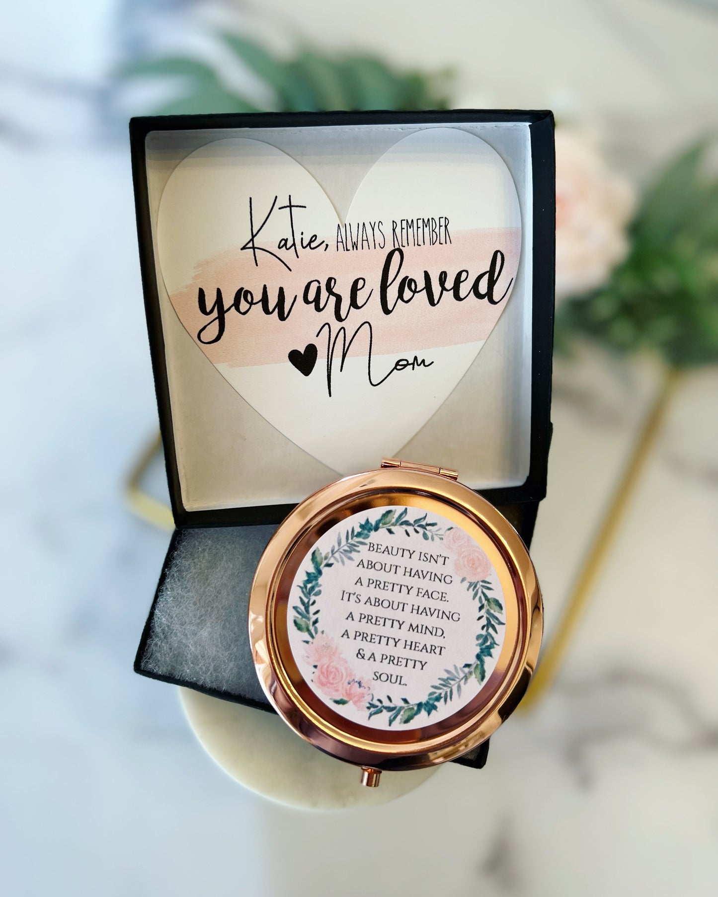 Gift for Teen! Rose Gold Compact Mirror
