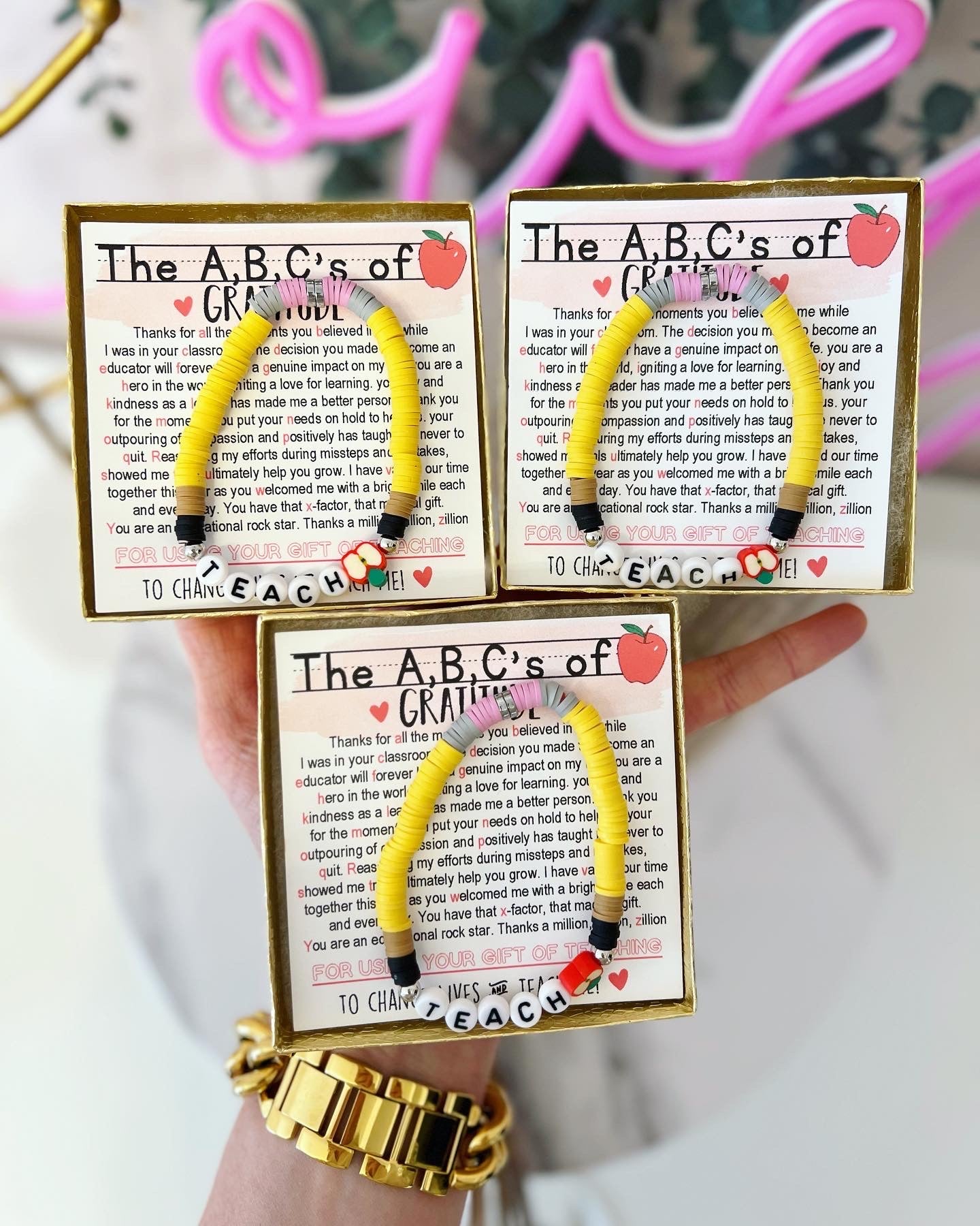 A,B,C's of Gratitude Poem & Teach Bracelet End of Year Teacher Gift