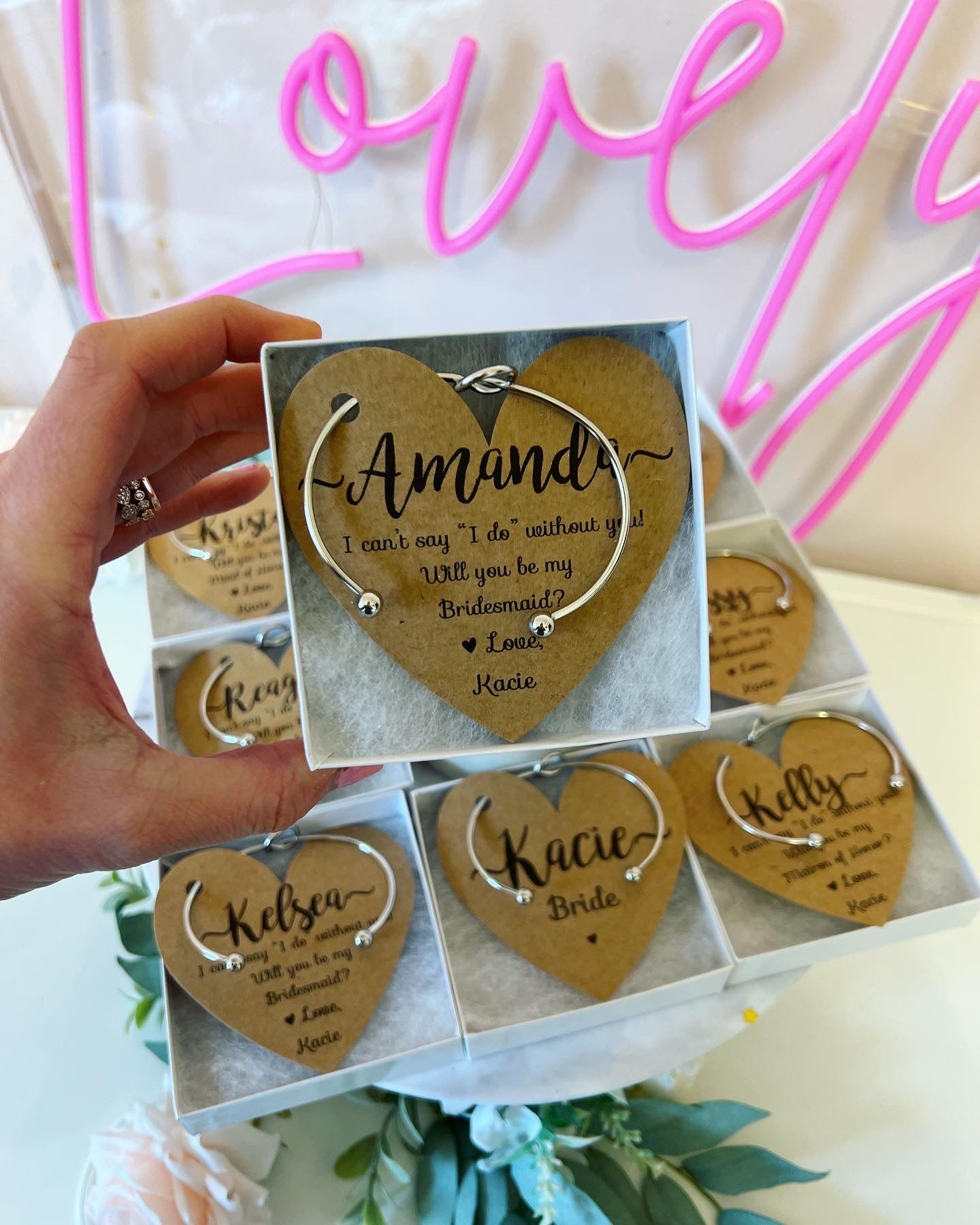 Bridesmaid Knot Bangle & Heart Card