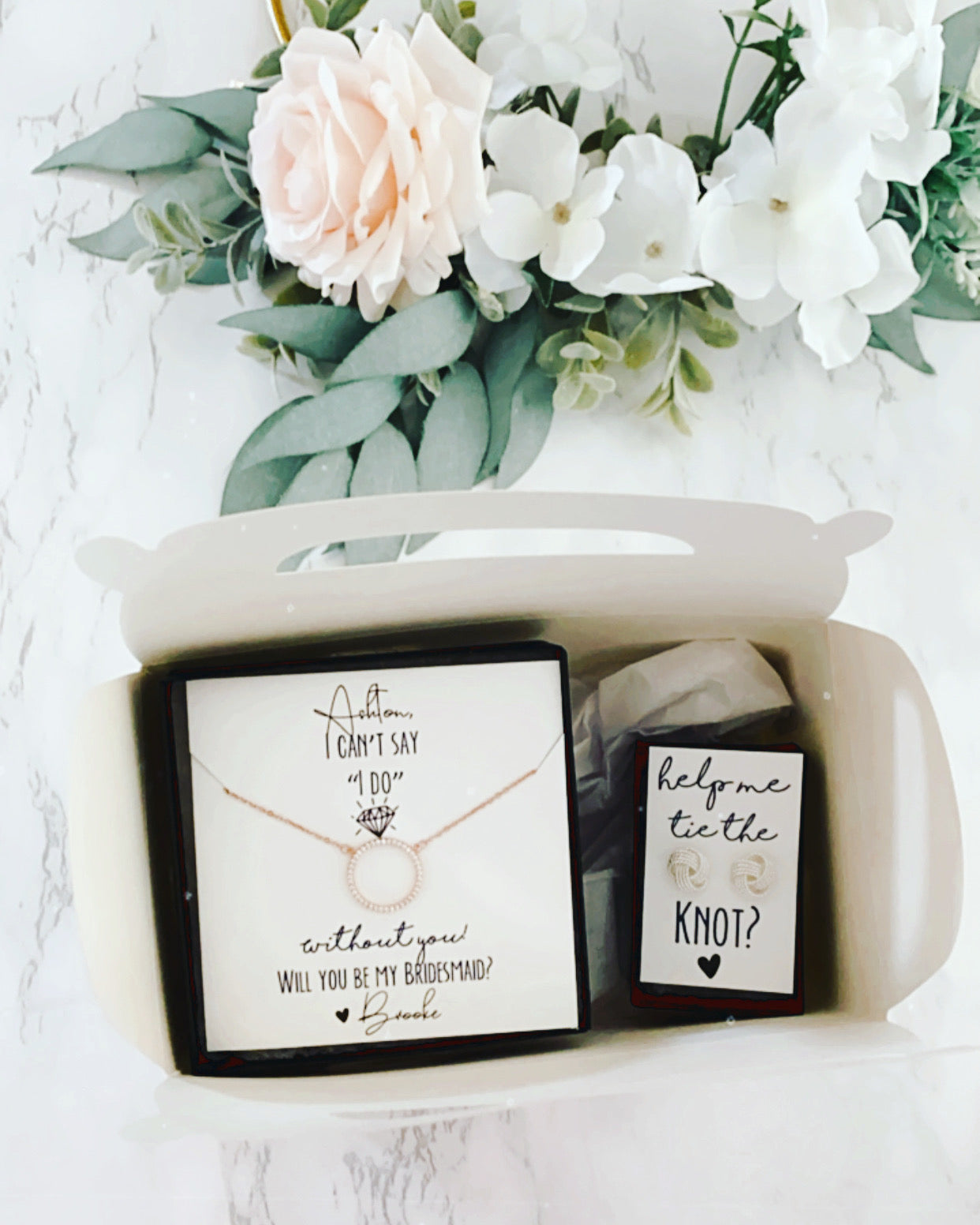 Bridesmaid Box! Circle Pendant Necklace and Earrings