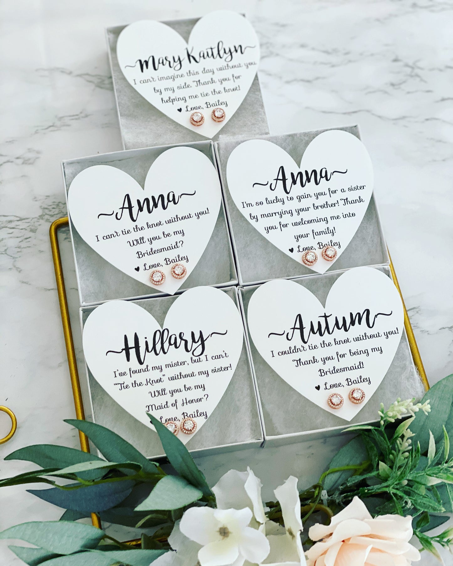 Bridesmaid Today, Friend for Life Cubic Zircon Earrings and Heart Card