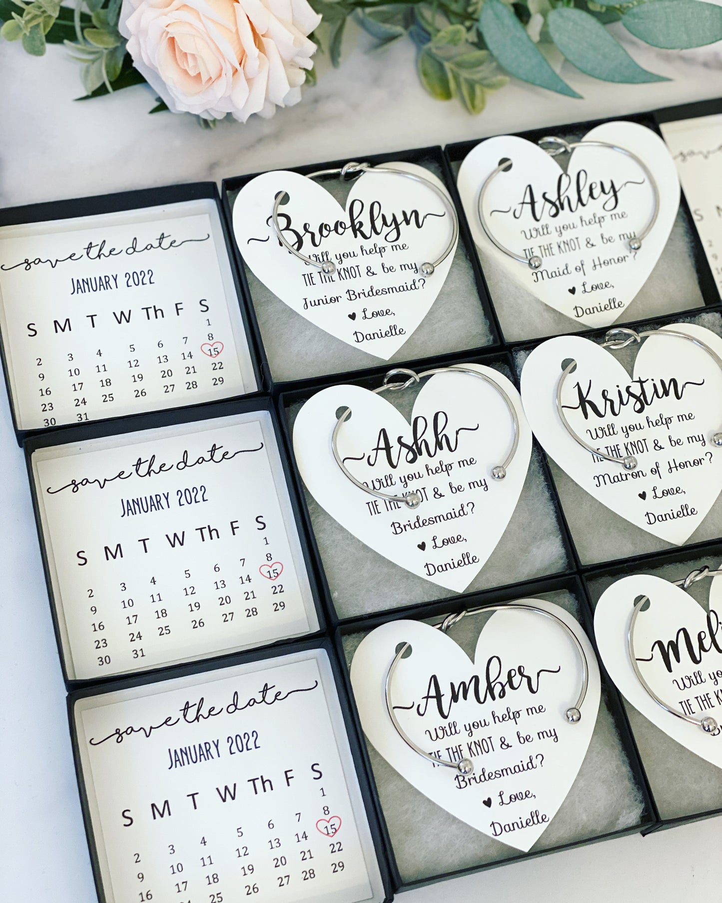 Save the Date Bridal Party Proposal Bangle & Card