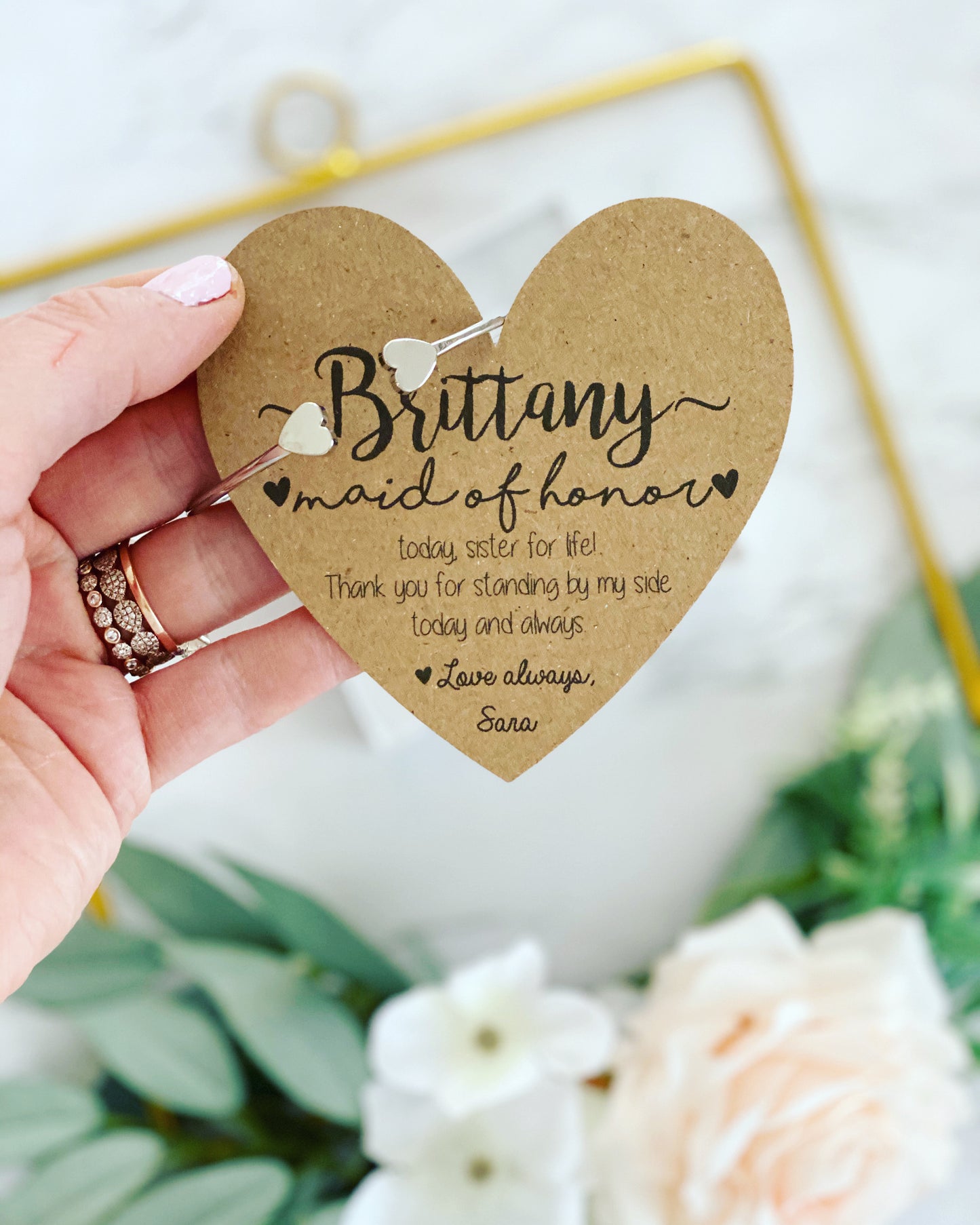 Heart Cuff Bangle Bridal Party Gift