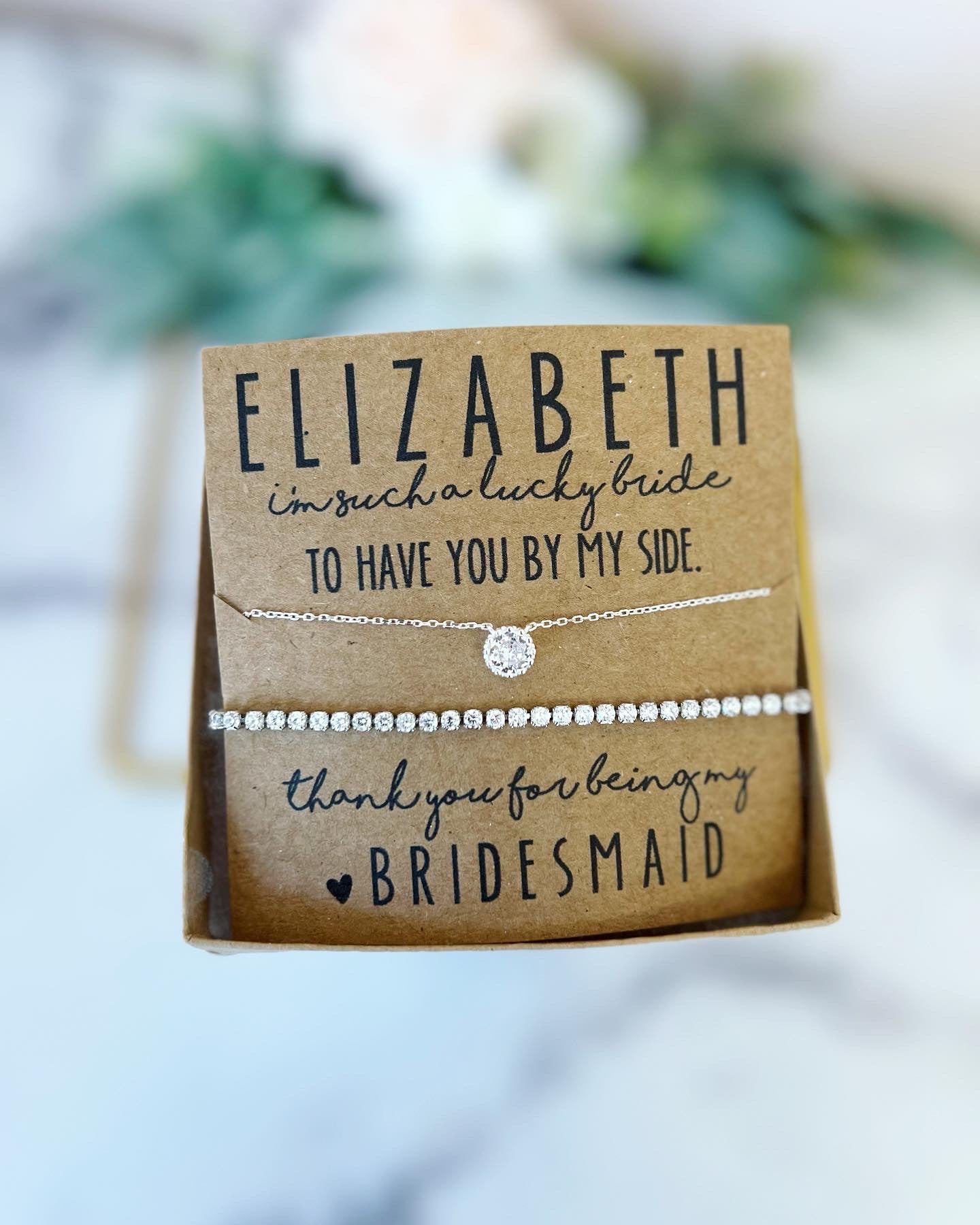 Thank You Bridal Party Necklace & Bracelet Set