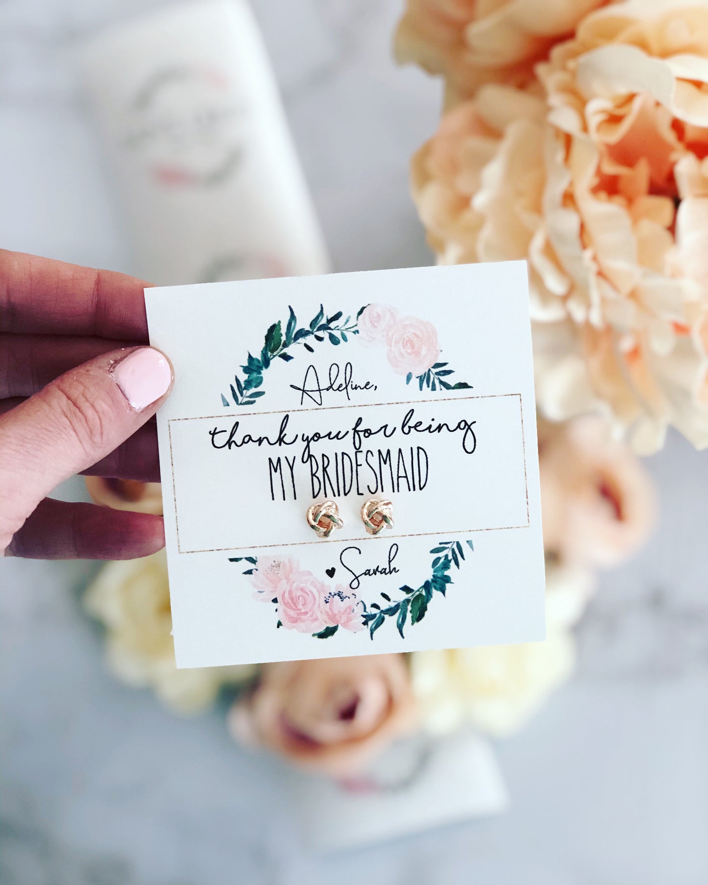 Floral Wreath Rose Gold or Silver Knot Earrings