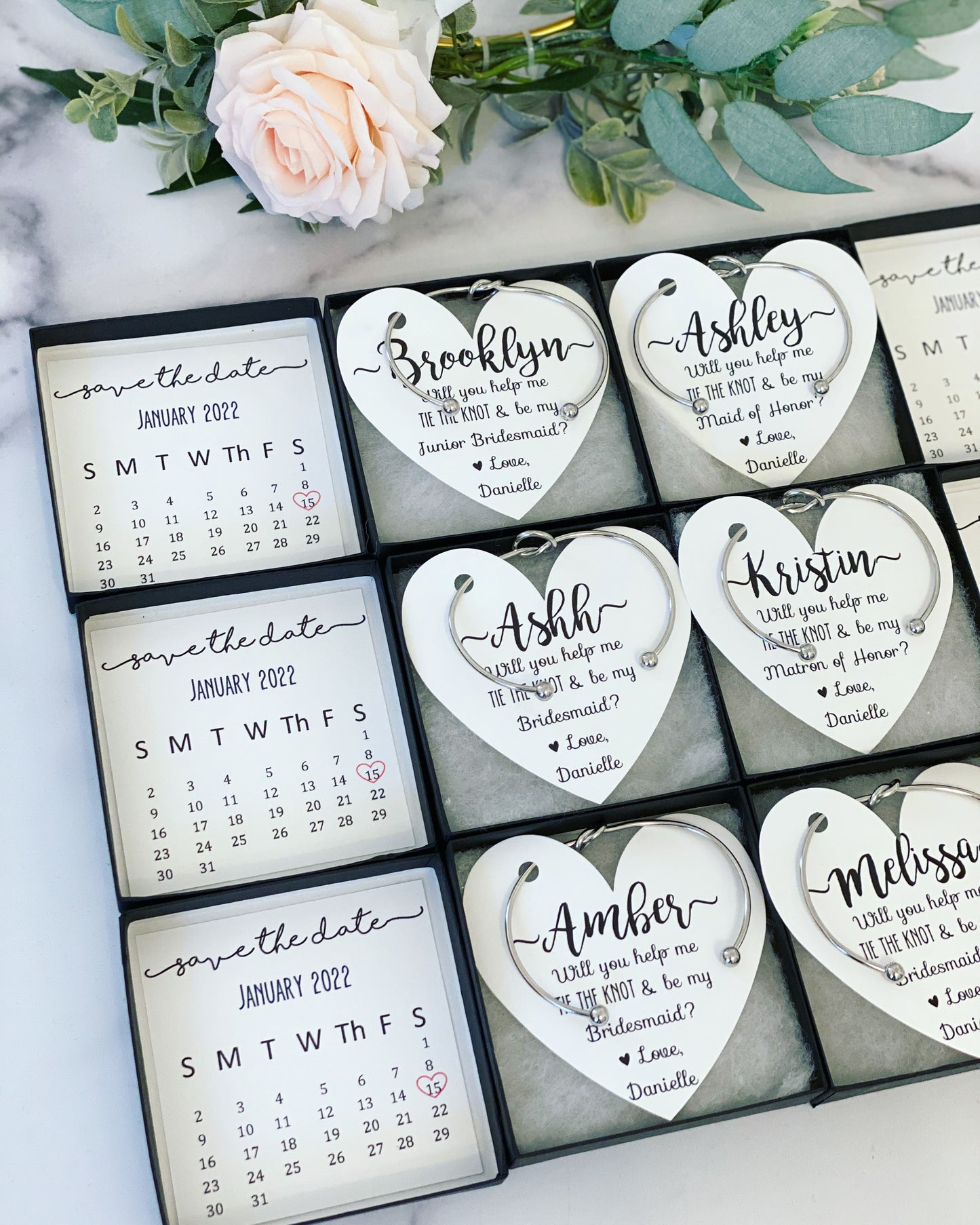 Save the Date Bridal Party Proposal Bangle & Card