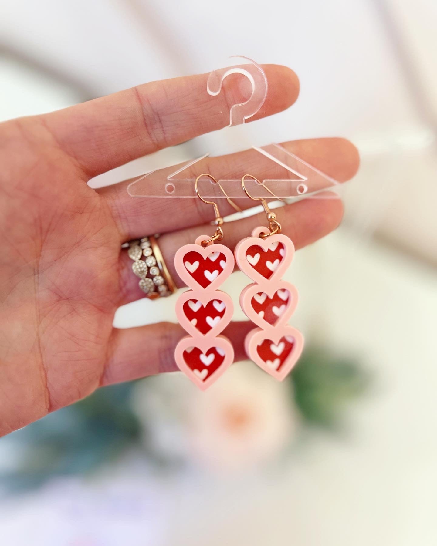 Teacher Heart Valentine's Day Earrings, card, box & ribbon included!