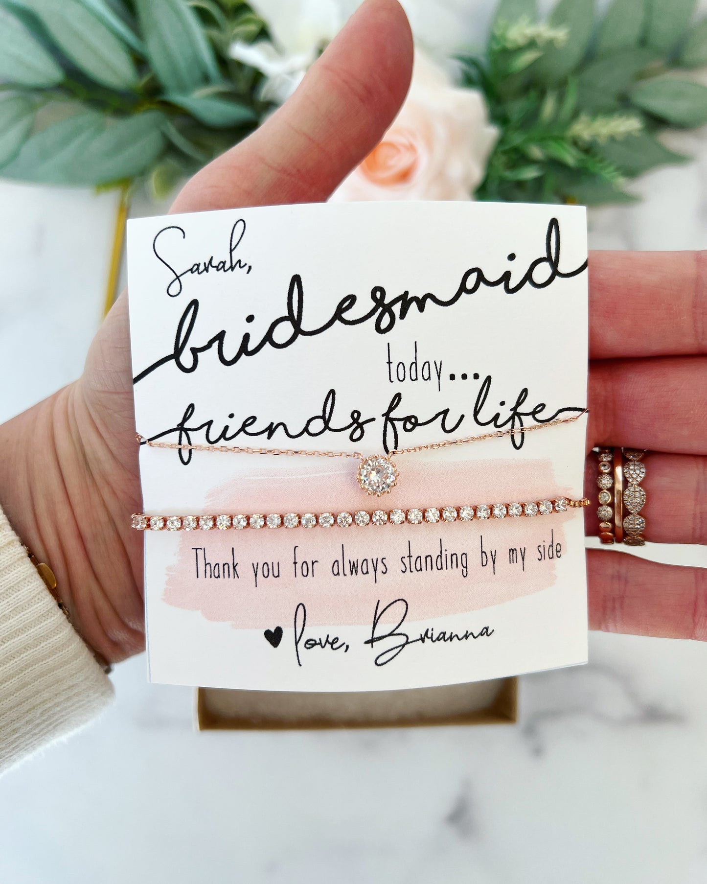 Bridesmaid Today CZ Necklace & Matching Bracelet Set