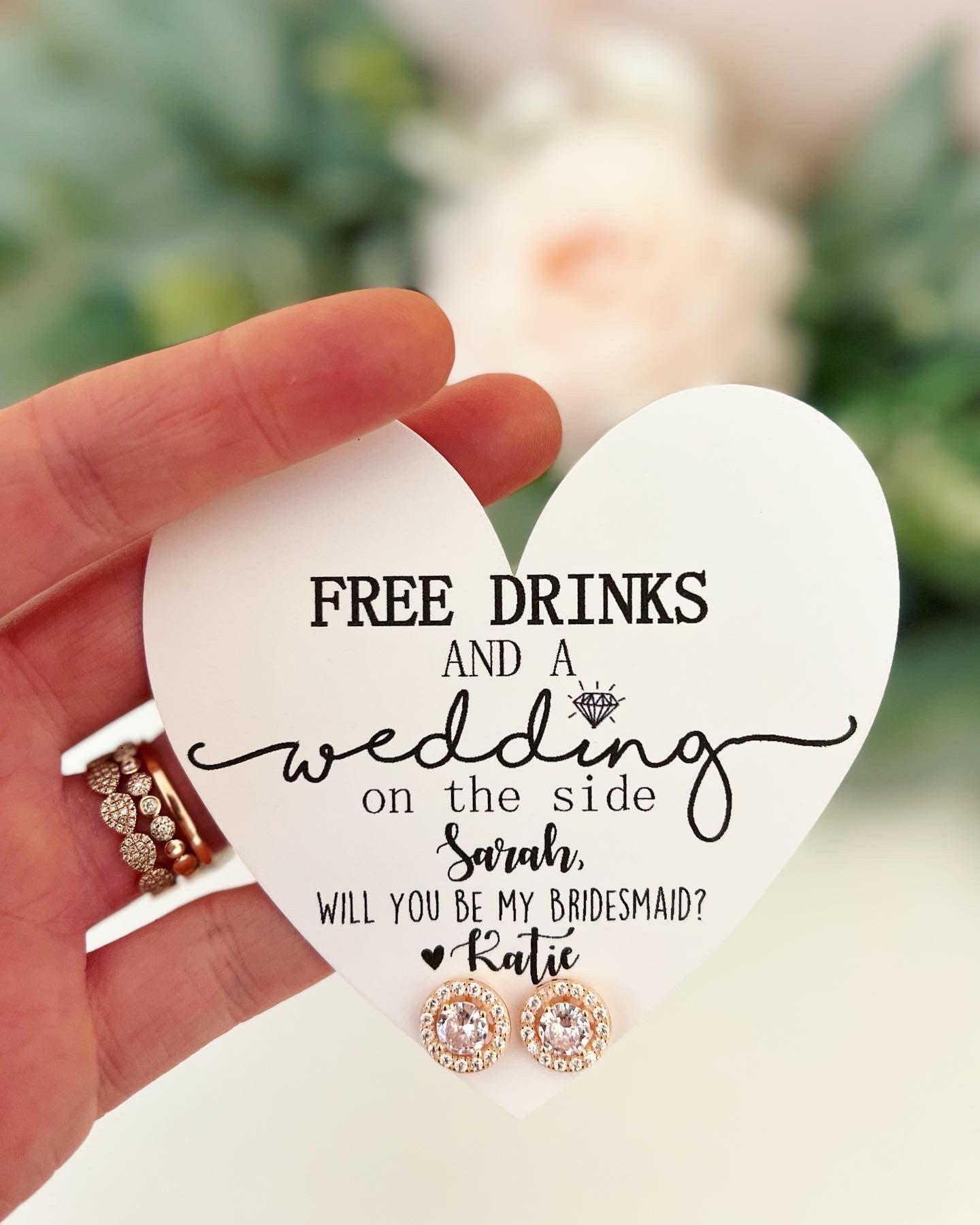 Will you be my bridesmaid? CZ earrings