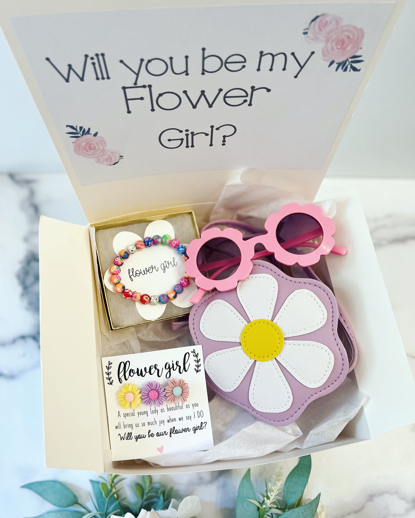 Flower Girl Box! Glasses, Purse, Clip & Bracelet