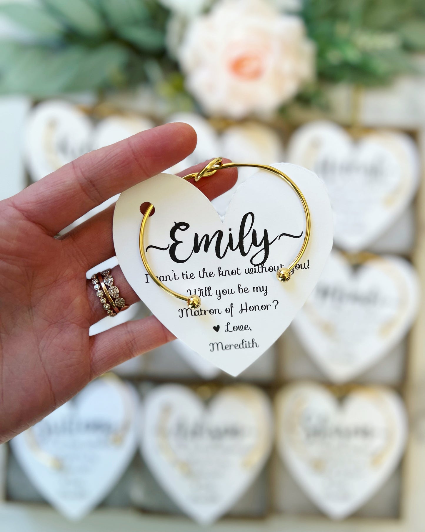 Bridesmaid Knot Bangle & Heart Card