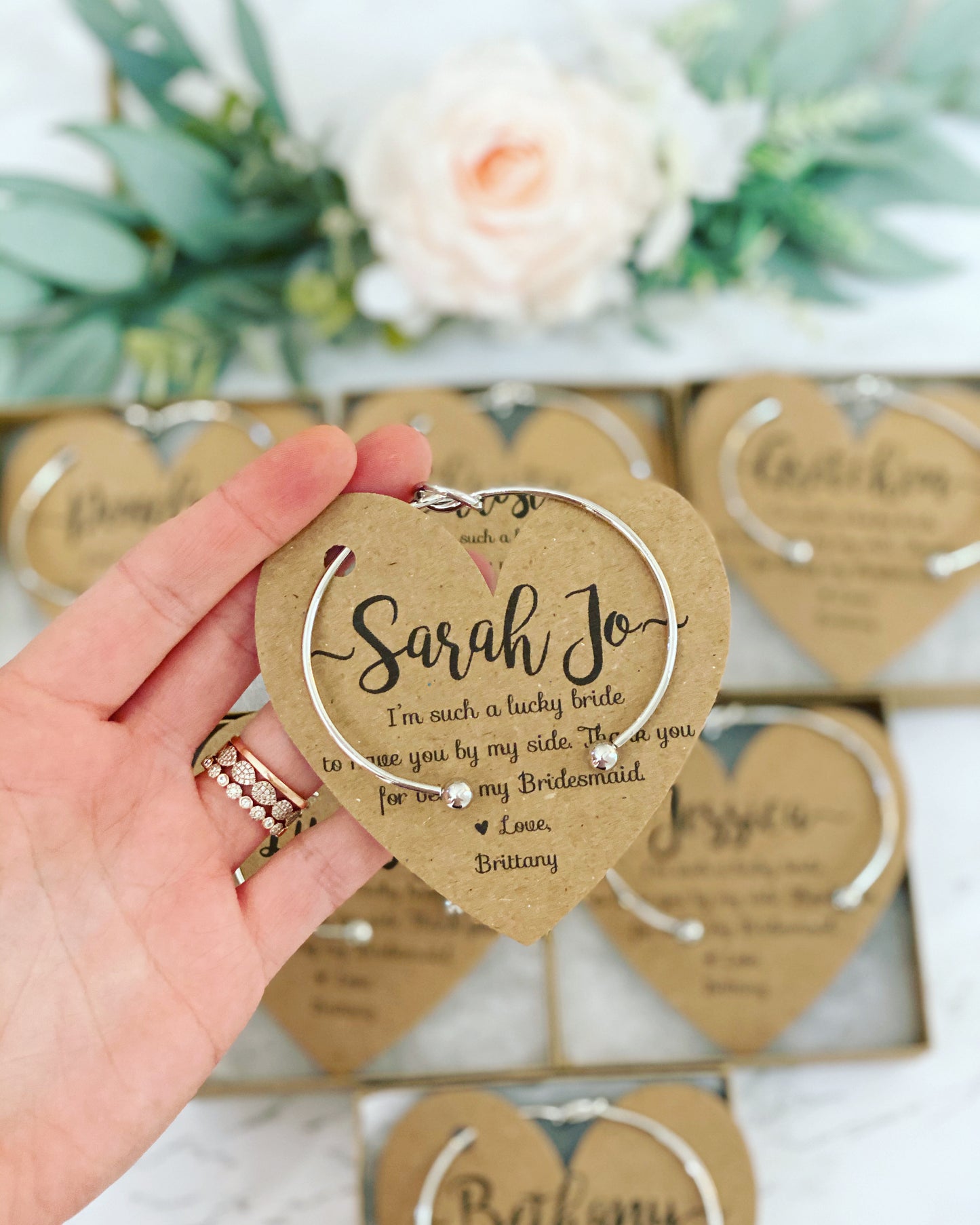 Bridesmaid Knot Bangle & Heart Card