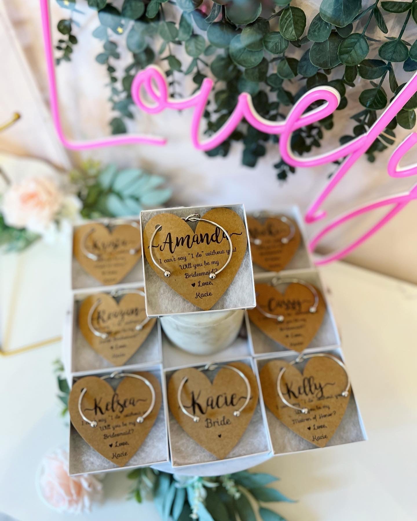 Bridesmaid Knot Bangle & Heart Card