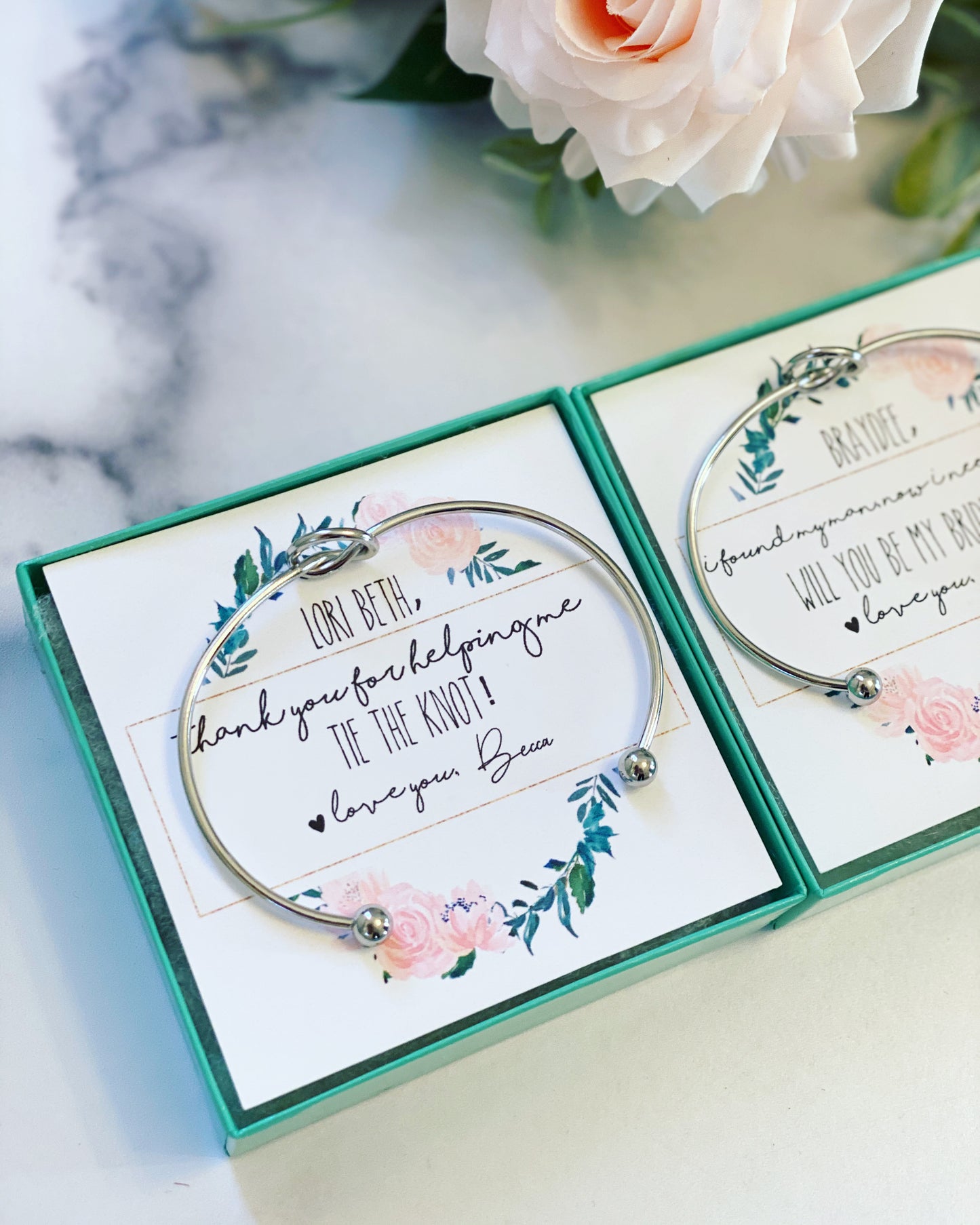 I Can't Tie The Knot Without You! Floral Wreath Bangle