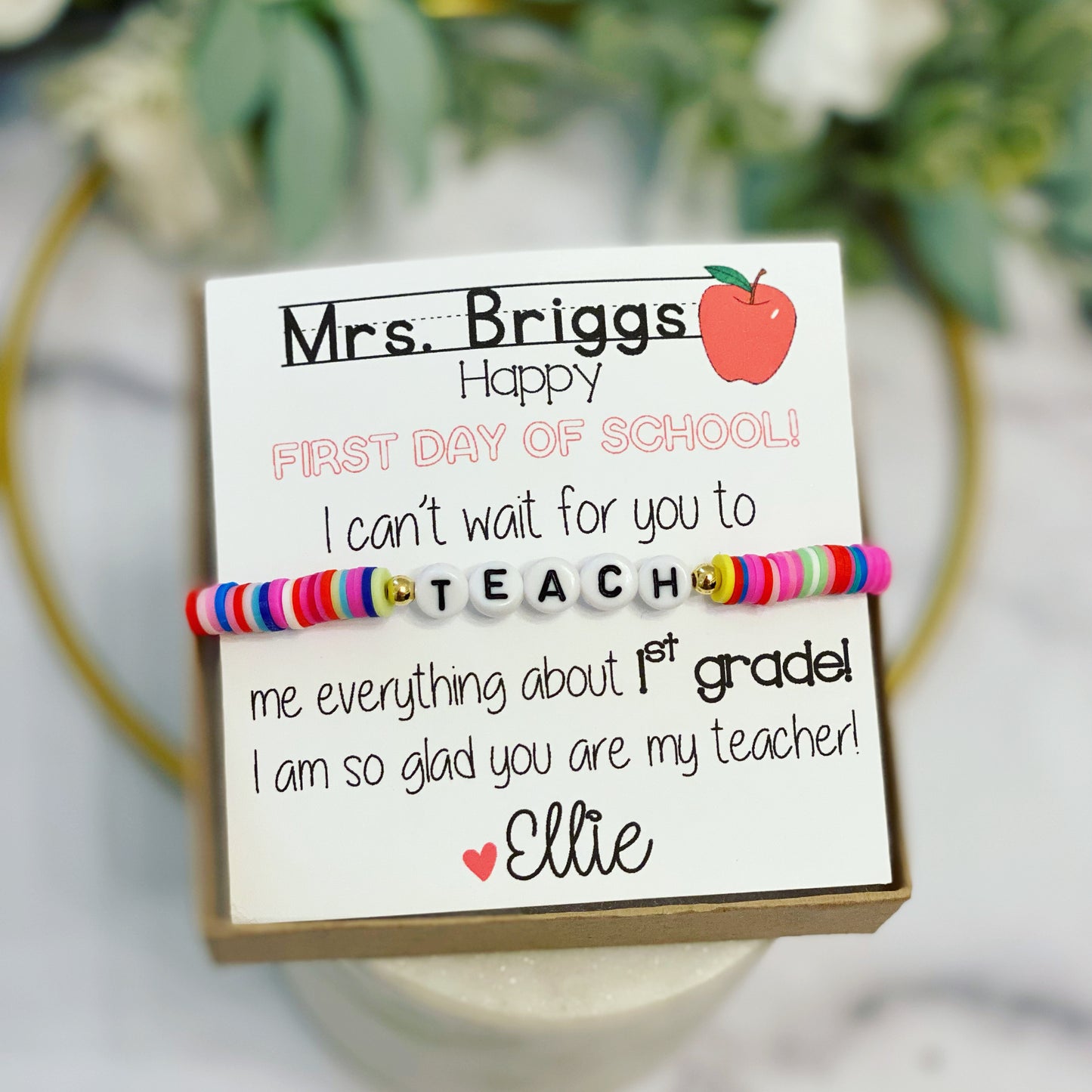Rainbow teach bracelet! Teacher Gift! Back to School Gift! First day of school teacher gift