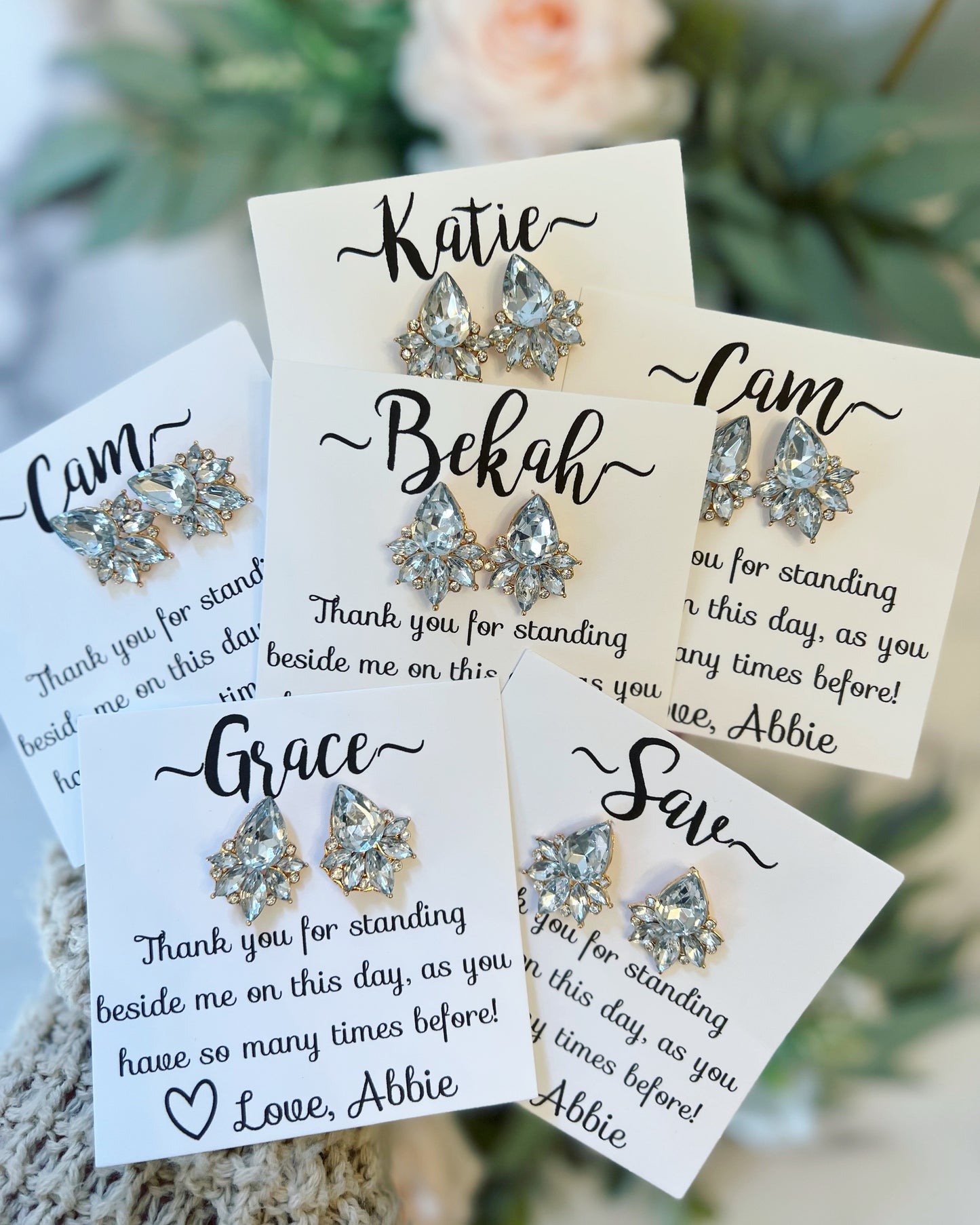 Opal Light Blue or Clear Crystal Studs Thank You Gift