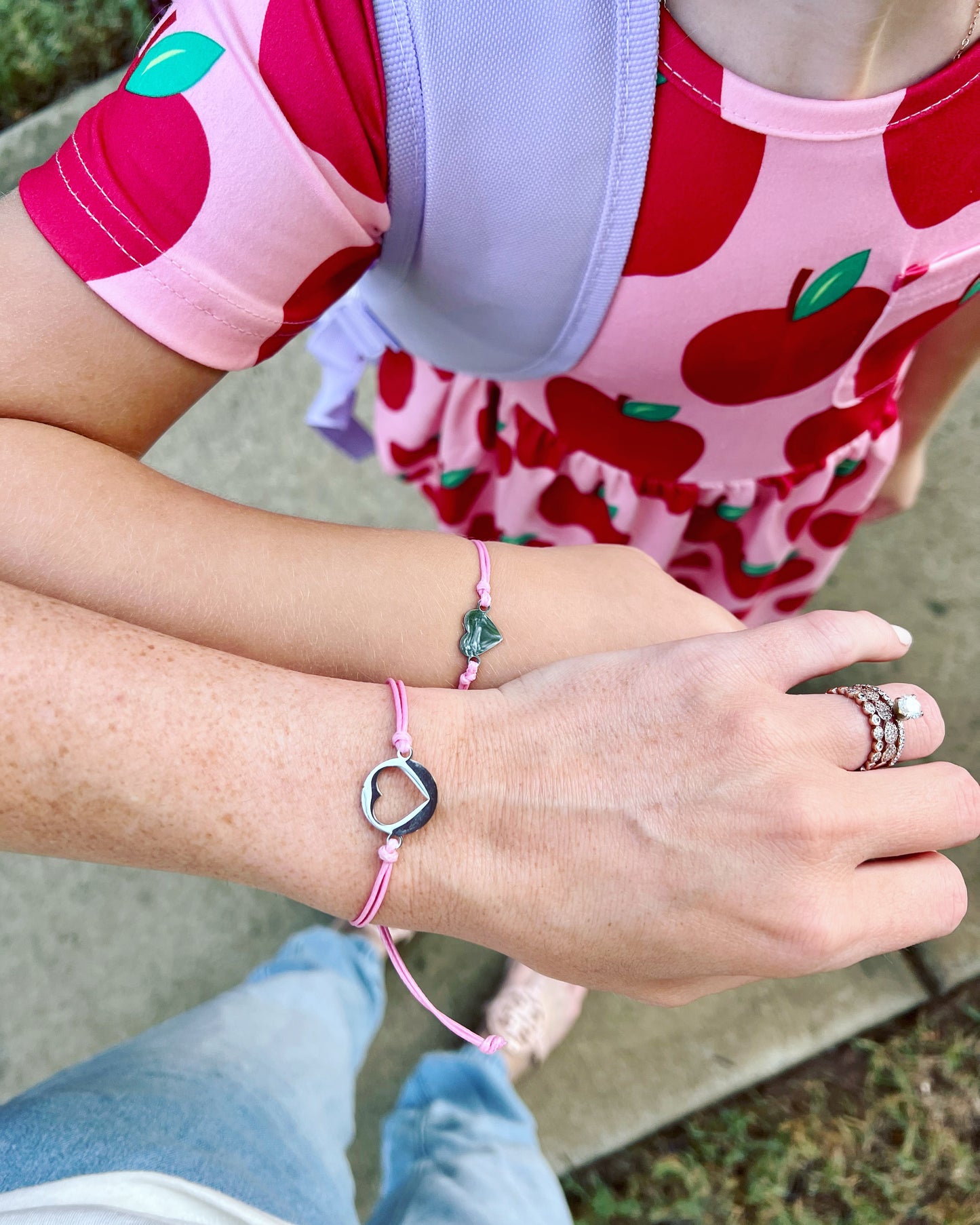 First Day of School! Mommy and Me Adjustable Bracelets, includes card, box & ribbon too!
