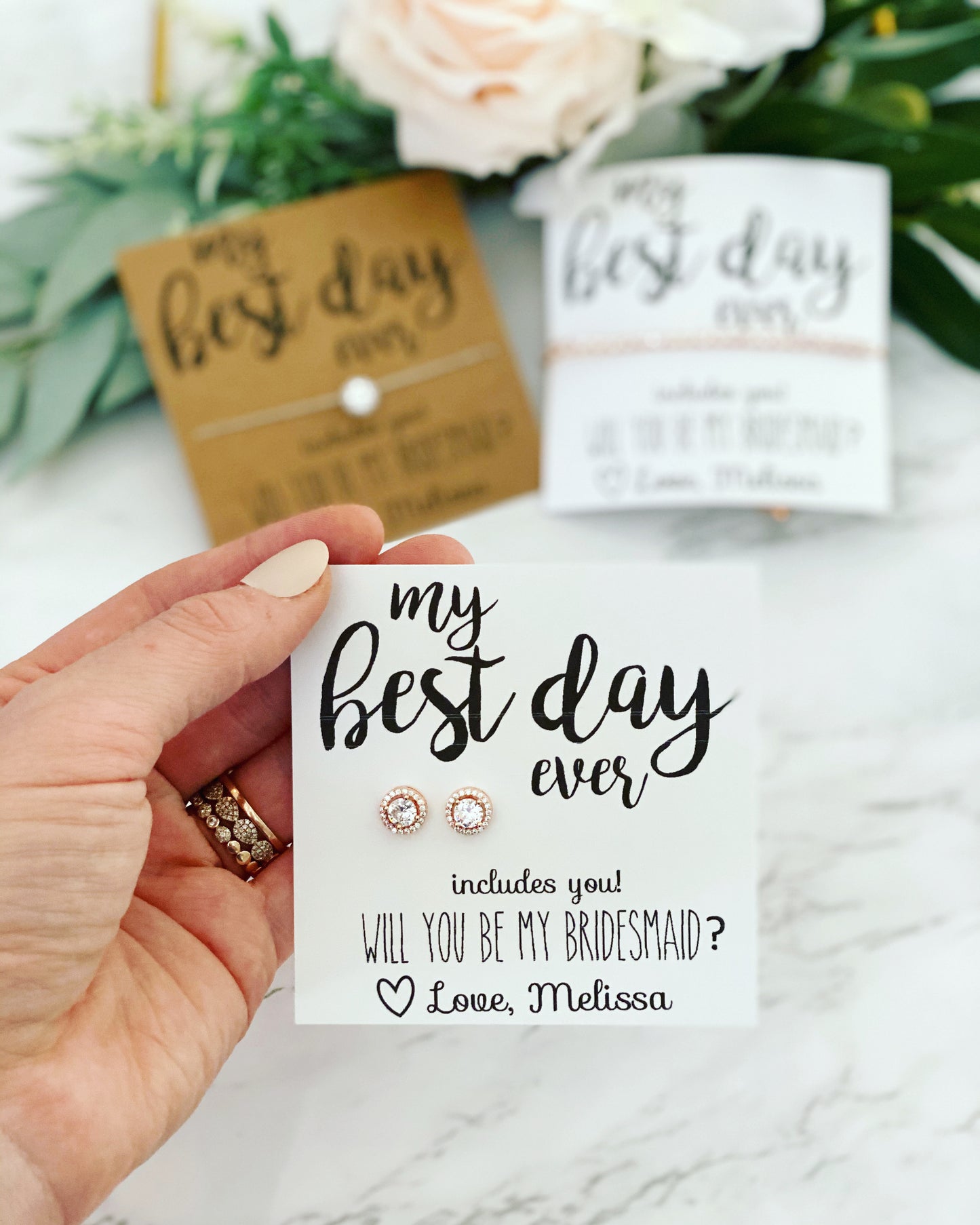 Best Day Ever! CZ Stud Earrings