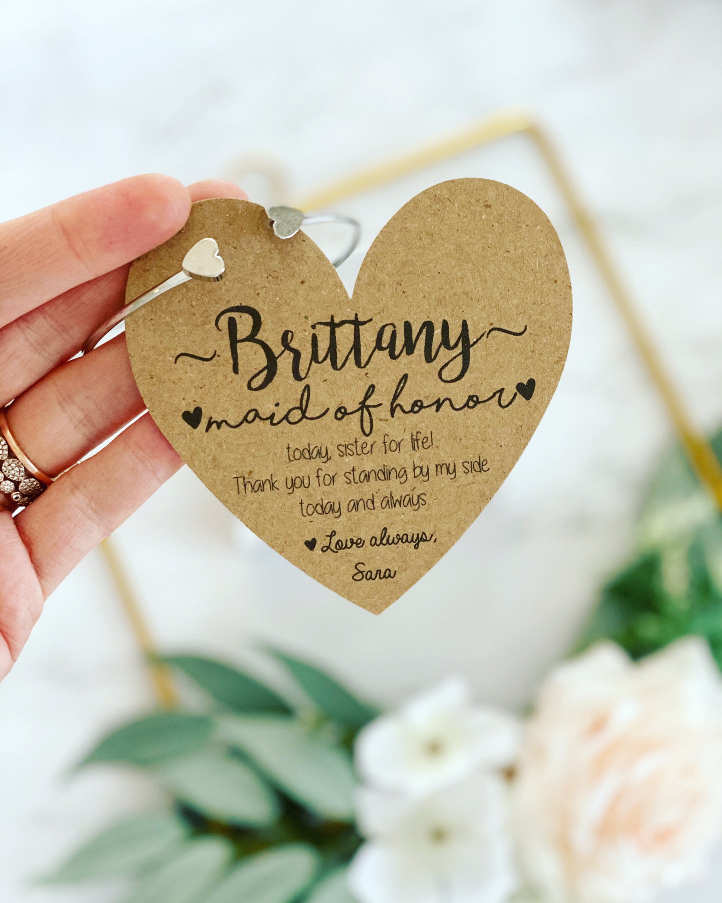 Heart Cuff Bangle Bridal Party Gift