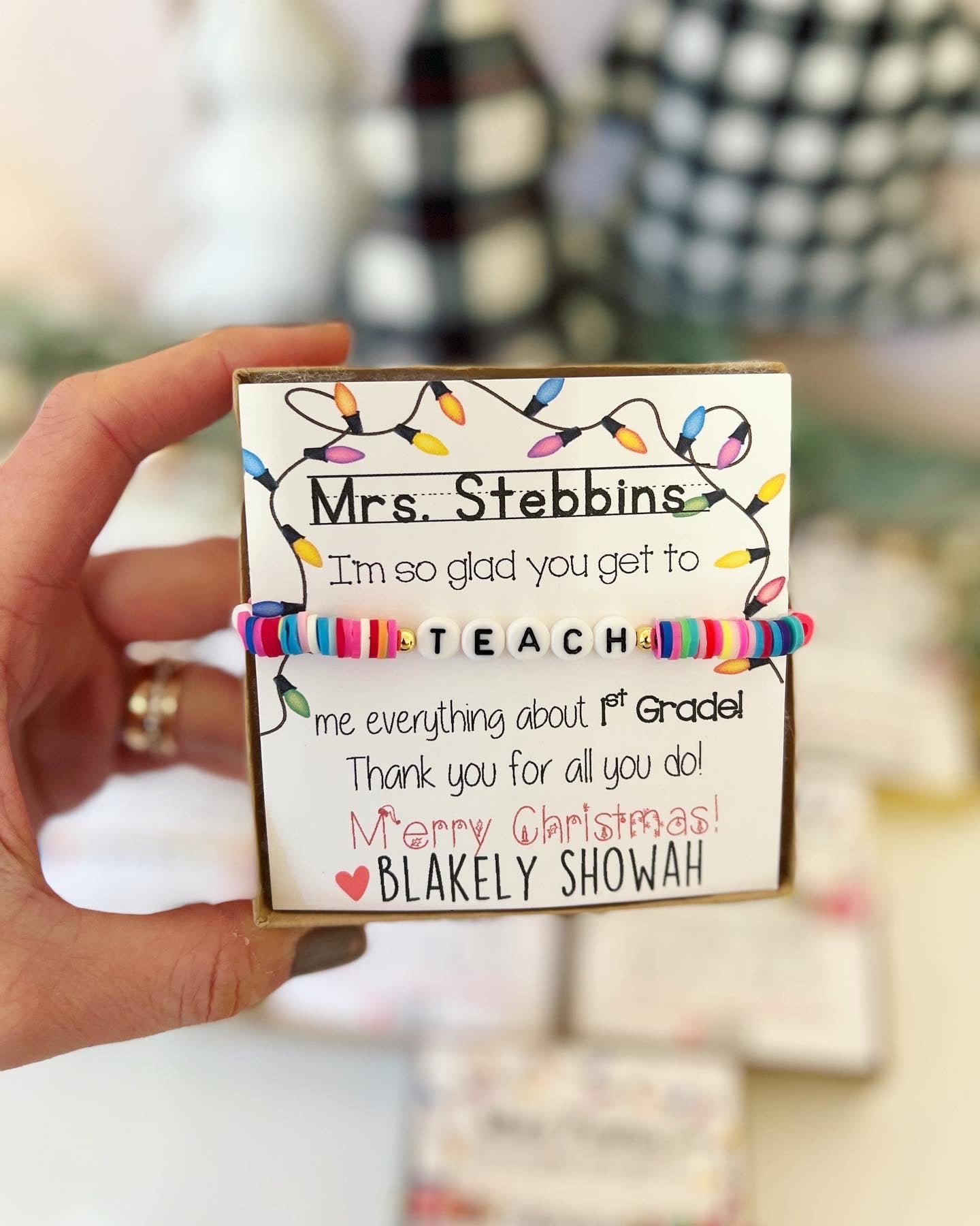 Teacher Gift! Teach Bracelet! Holiday & Christmas Gift