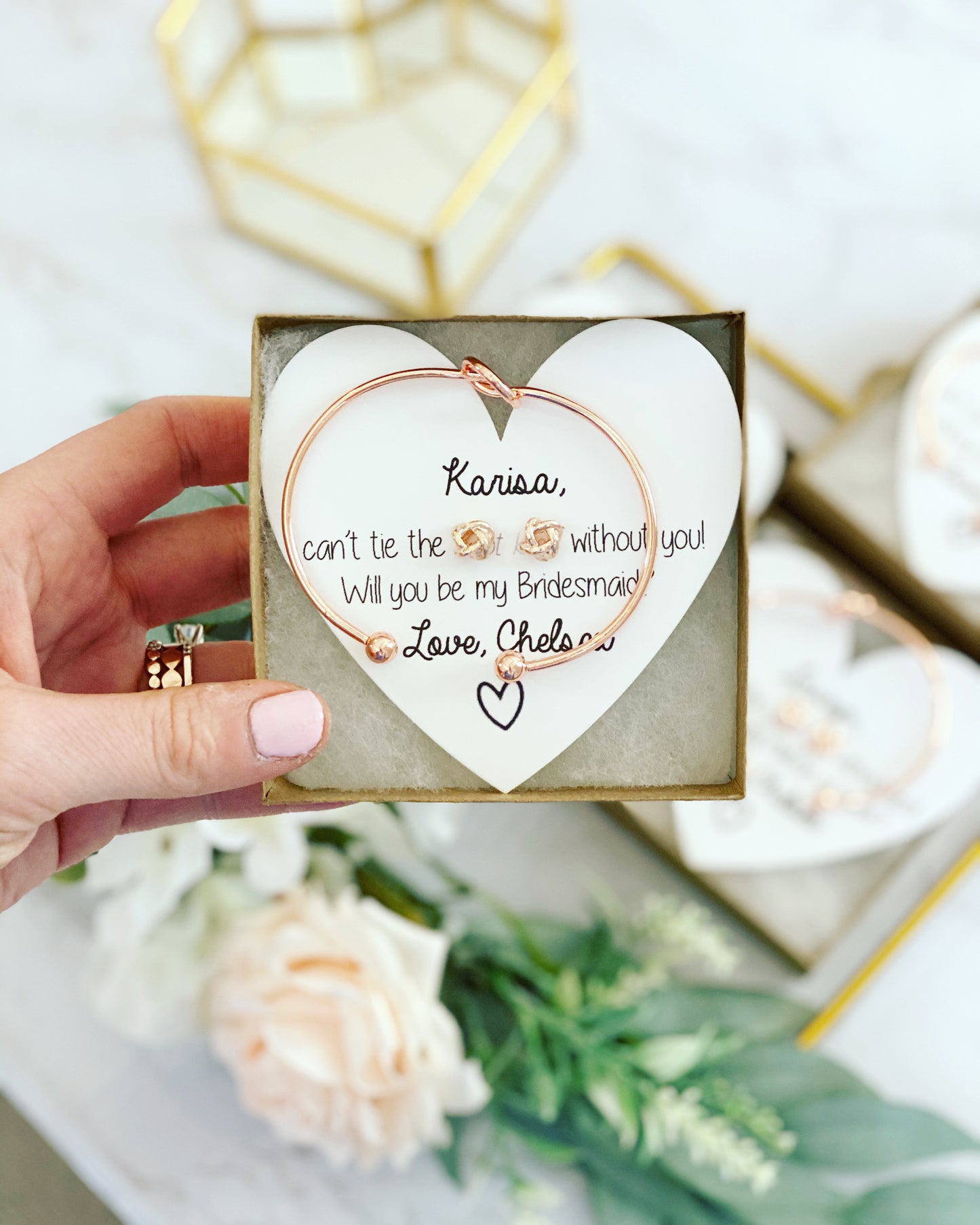 I Can KNOT Tie The KNOT Without You Earrings and Bangle Set
