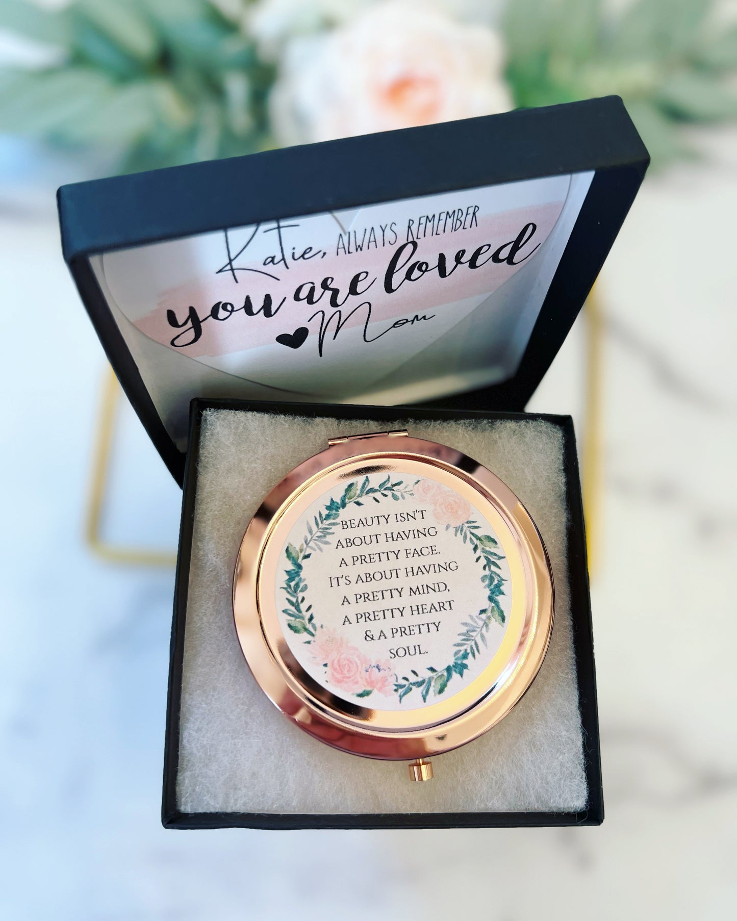 Gift for Teen! Rose Gold Compact Mirror