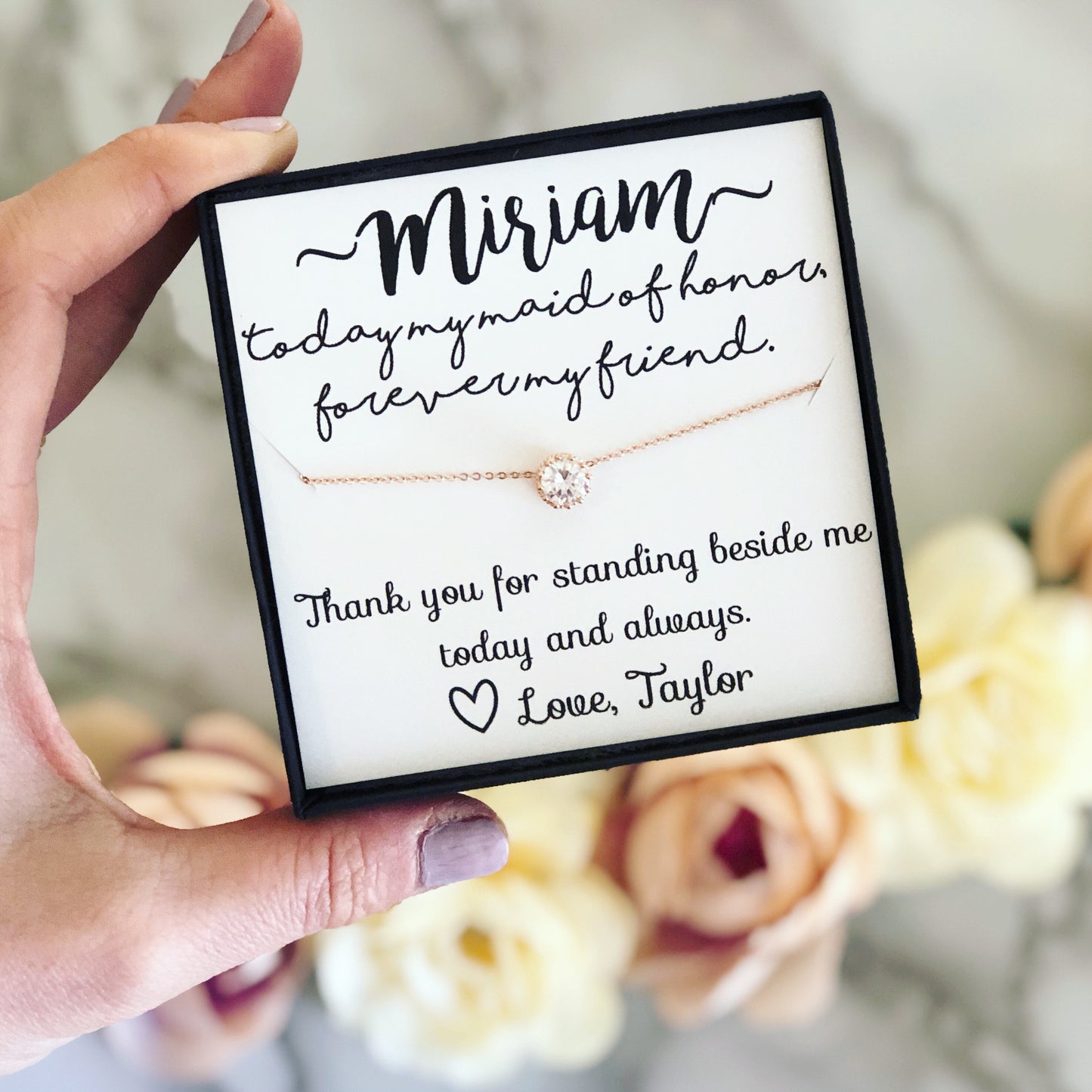 Today my bridesmaid, forever my friend! Cubic Zircon Necklace! Thank You Gift!