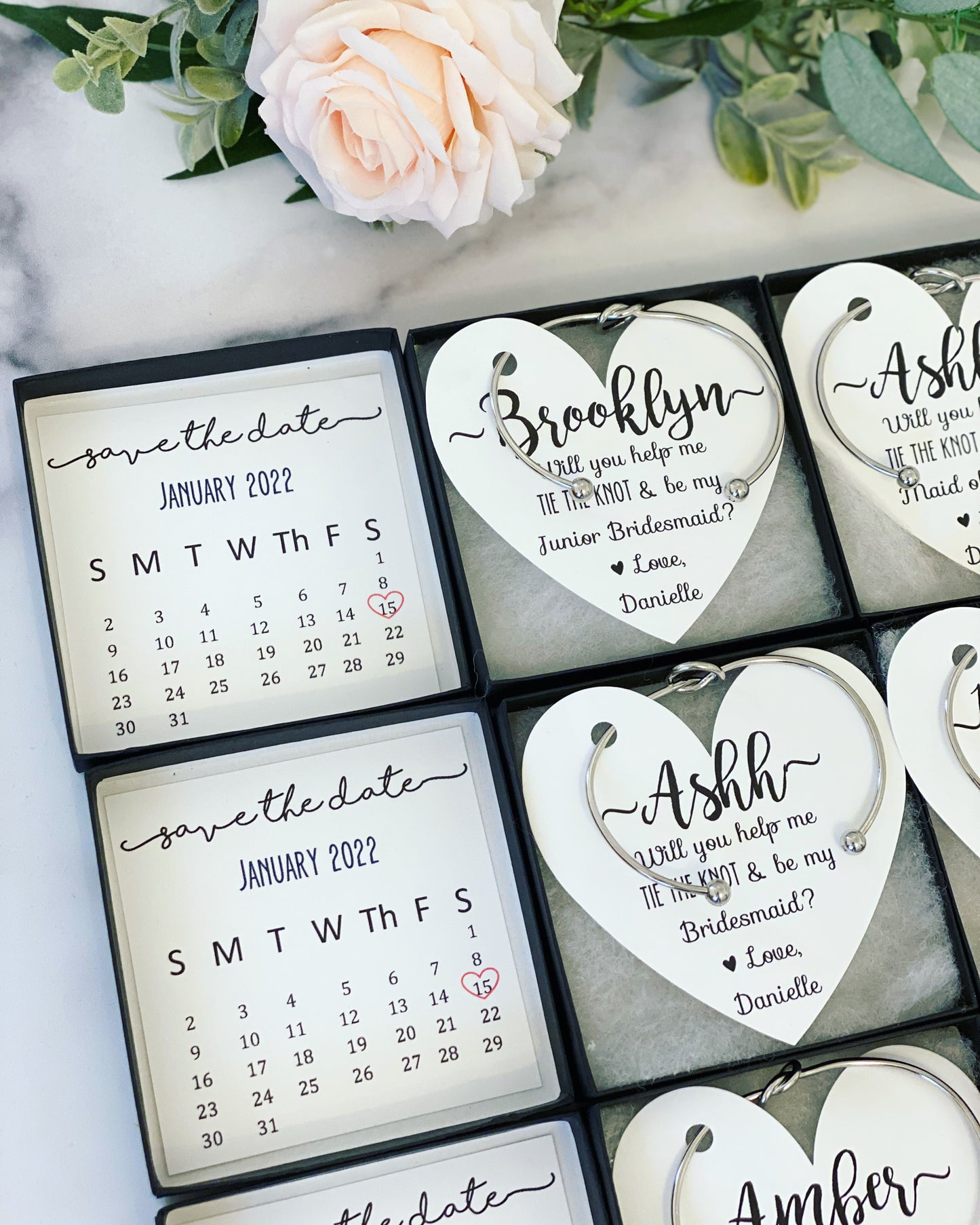 Save the Date Bridal Party Proposal Bangle & Card