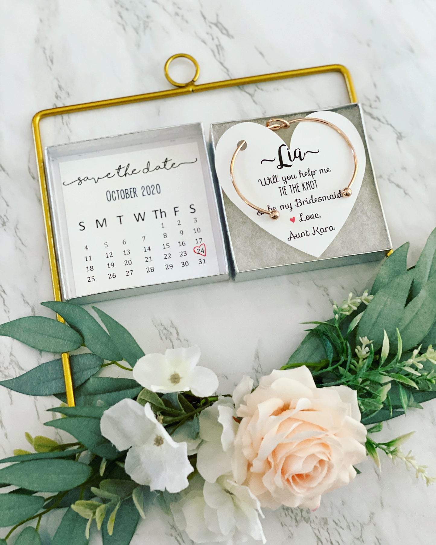 Save the Date Bridal Party Proposal Bangle & Card