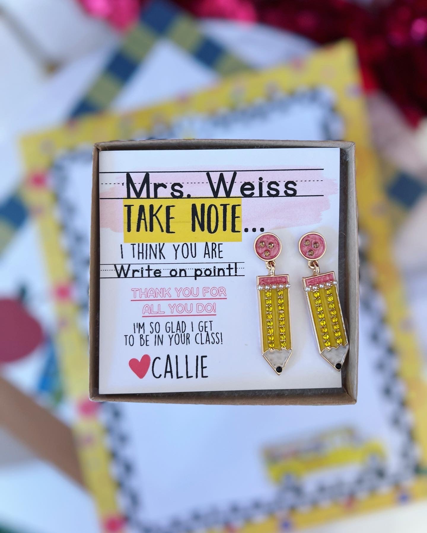 End of Year Teacher Thank You Pencil Earrings