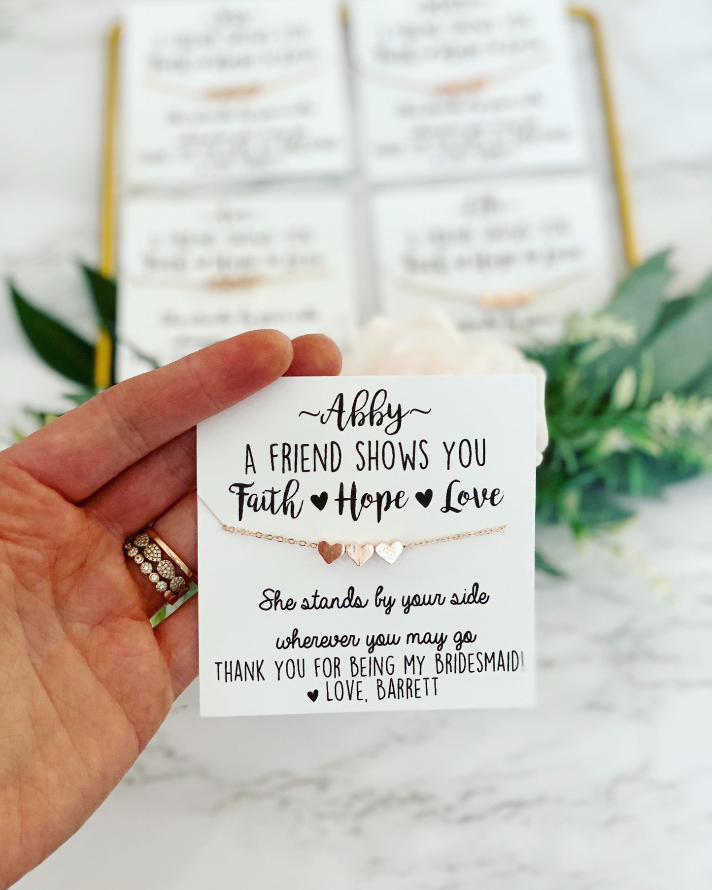 Bridesmaid Three Hearts Necklace