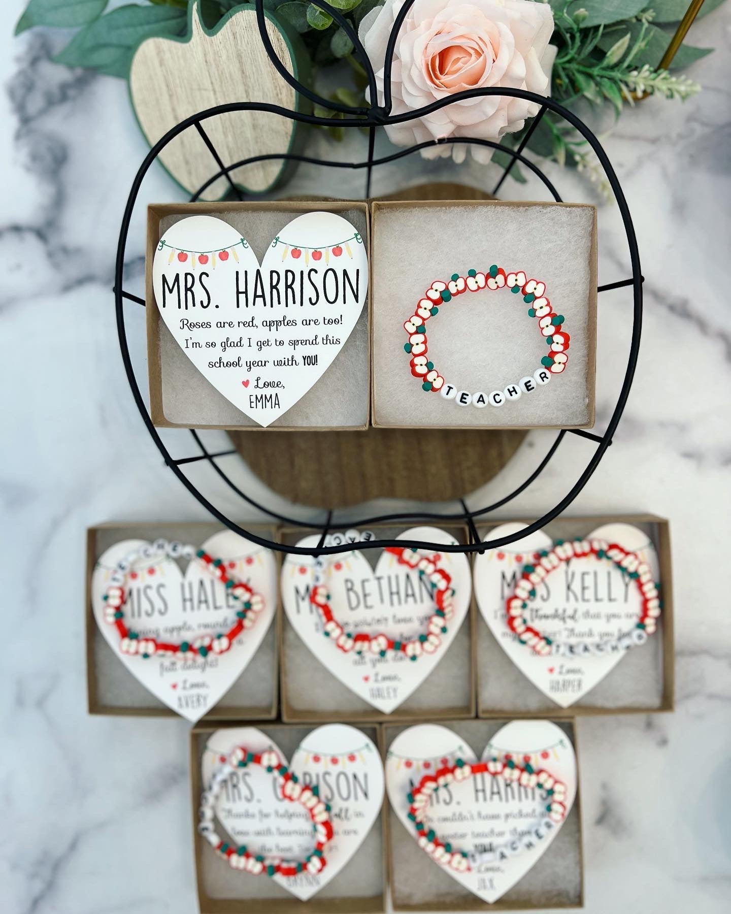 Apple Teacher Bracelet Gift! Fall Heart Card!