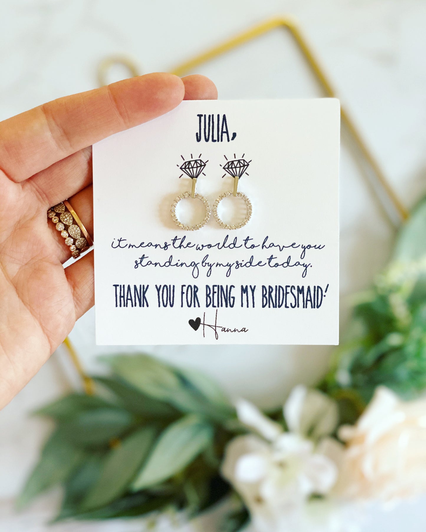 Personal Attendant Gift! Circle Cubic Zircon Earrings