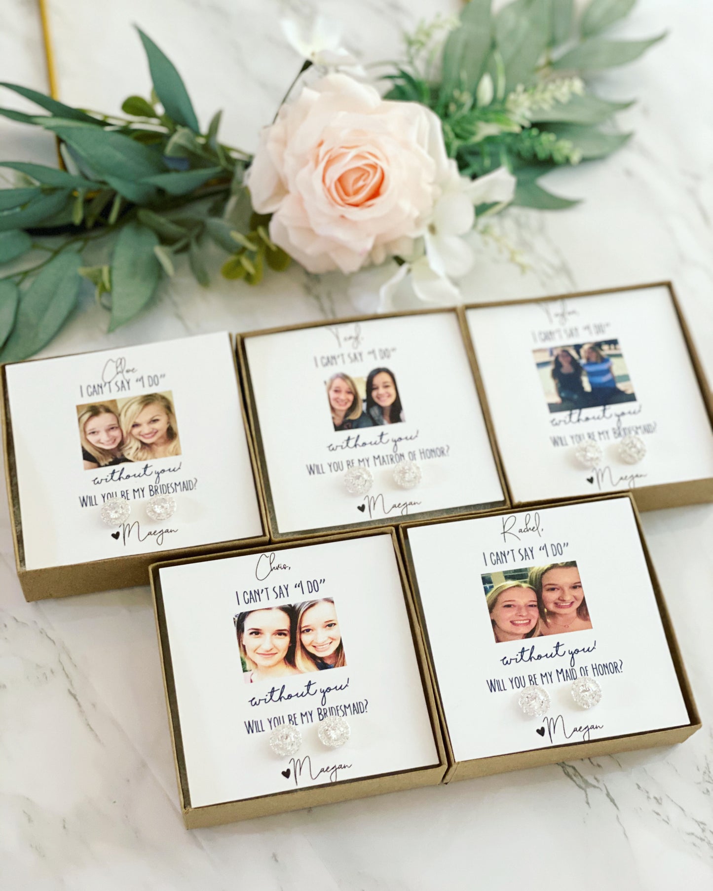 I Can't Say I Do Without My Bestie CZ Earrings With Picture