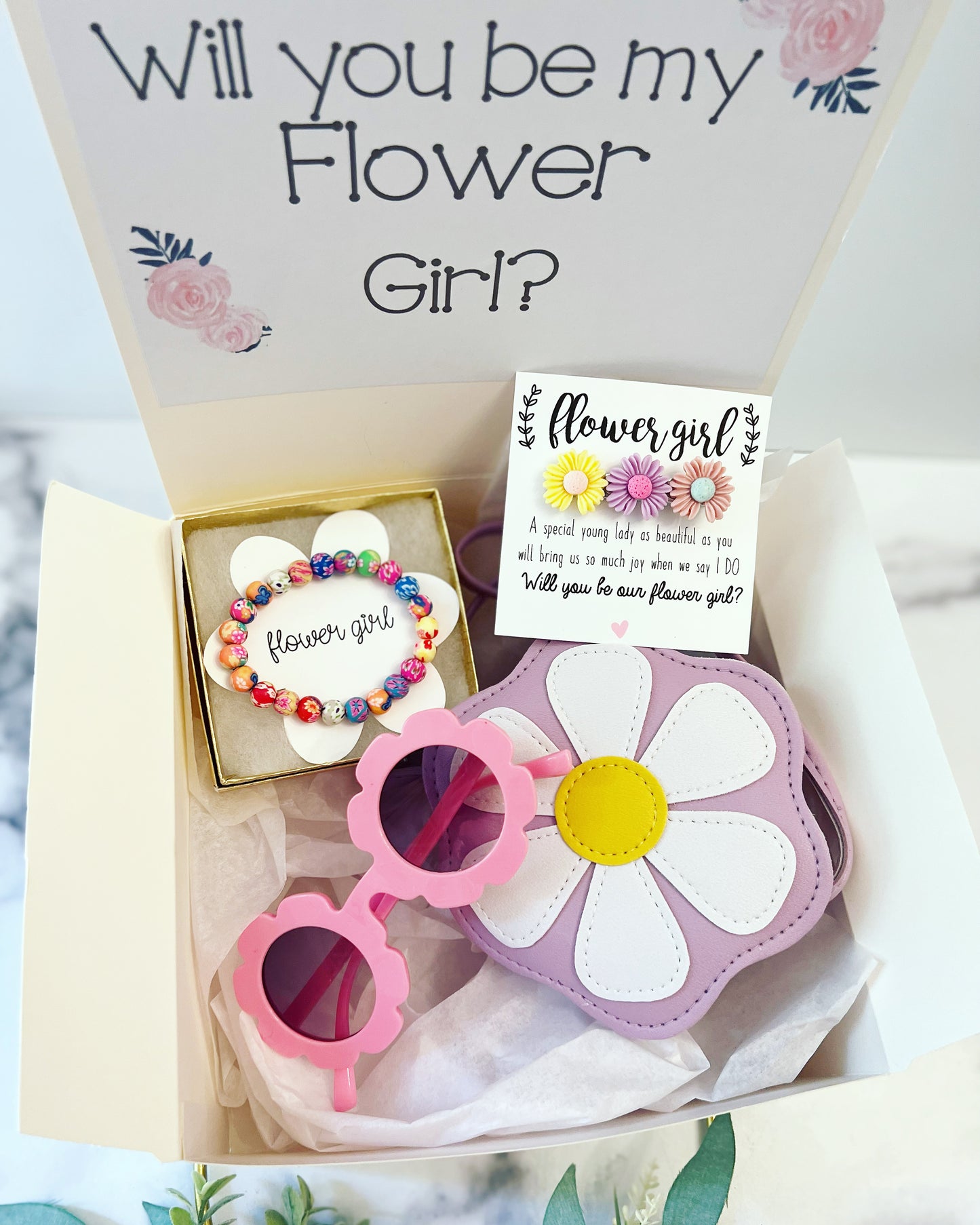 Flower Girl Box! Glasses, Purse, Clip & Bracelet