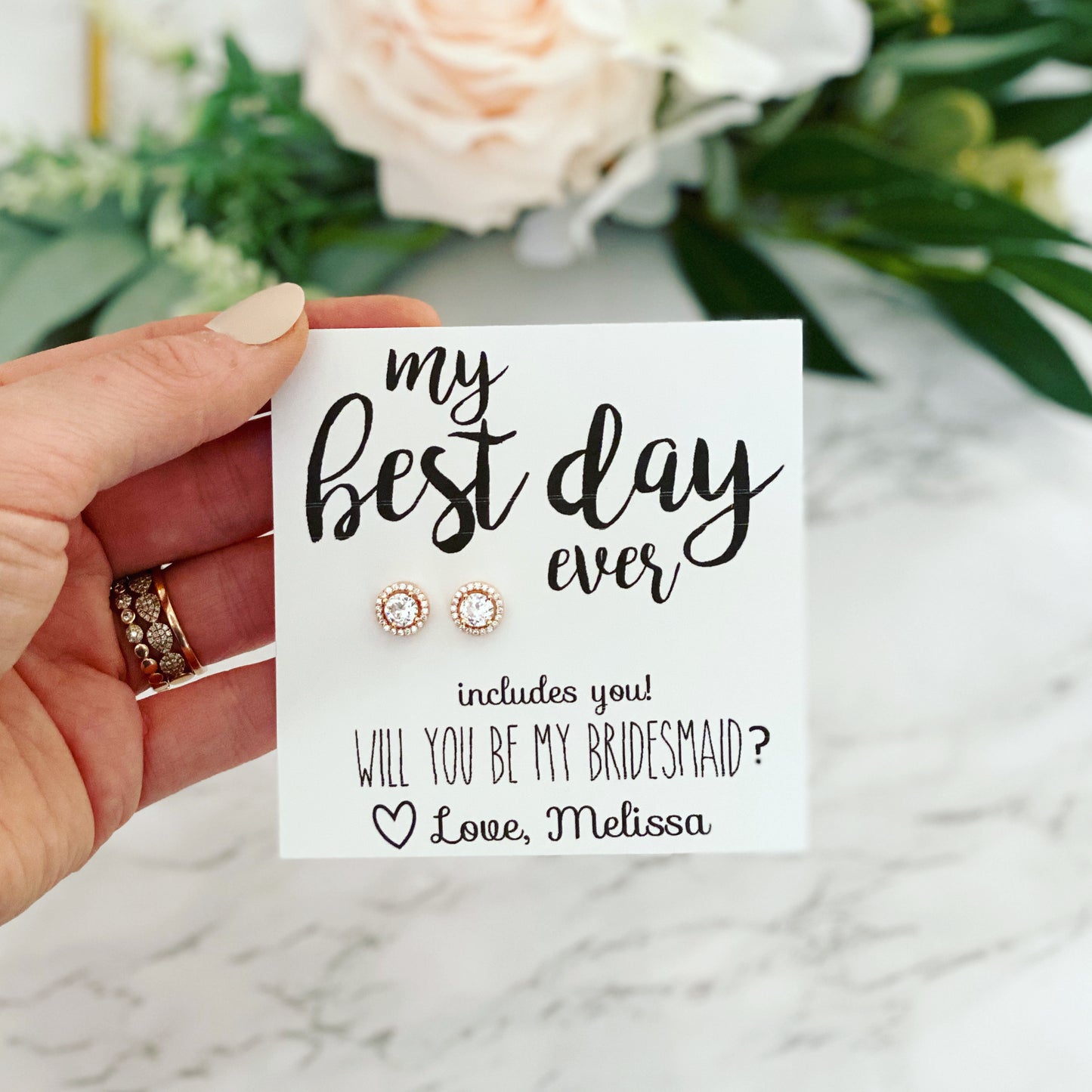 Best Day Ever! CZ Stud Earrings