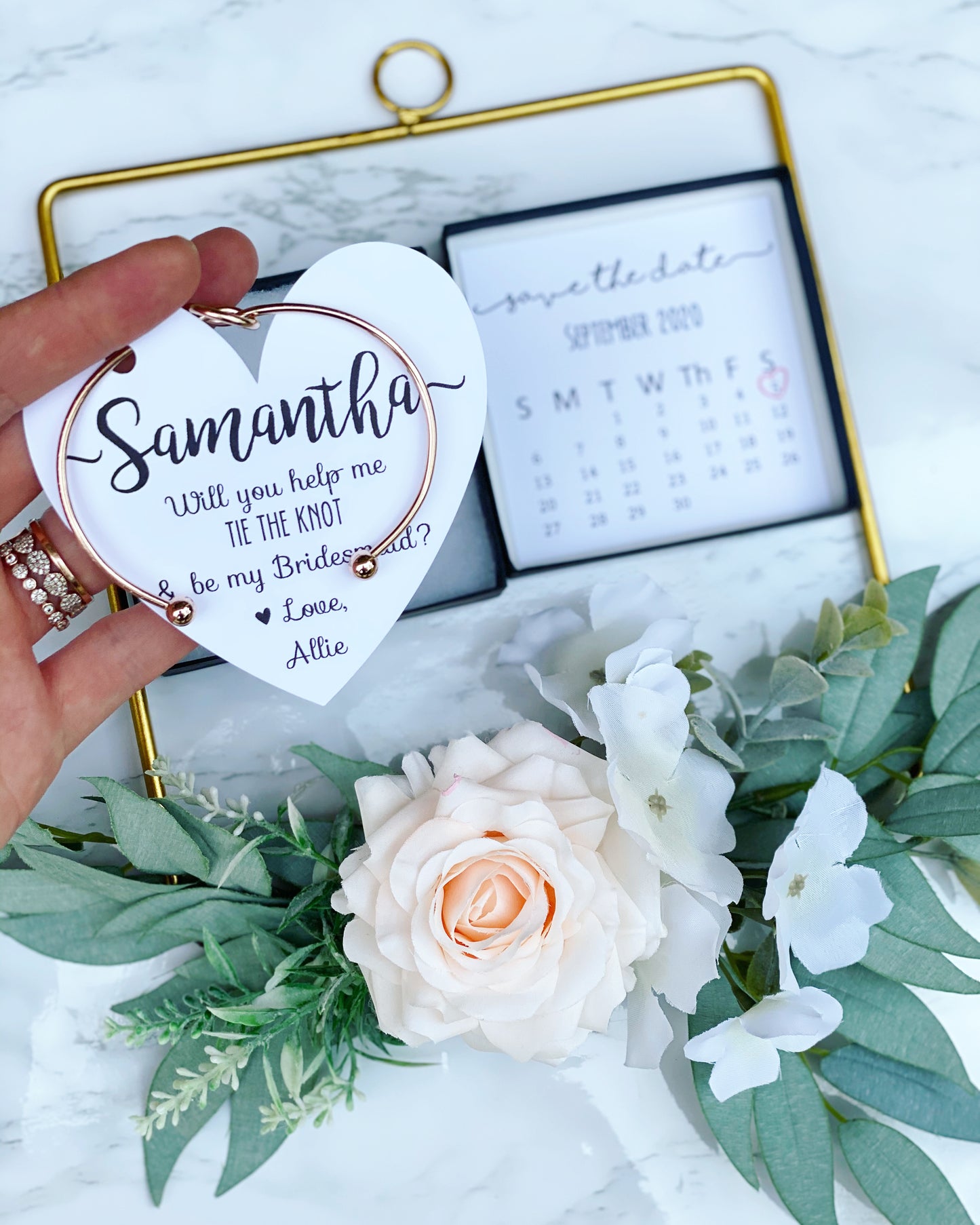 Save the Date Bridal Party Proposal Bangle & Card